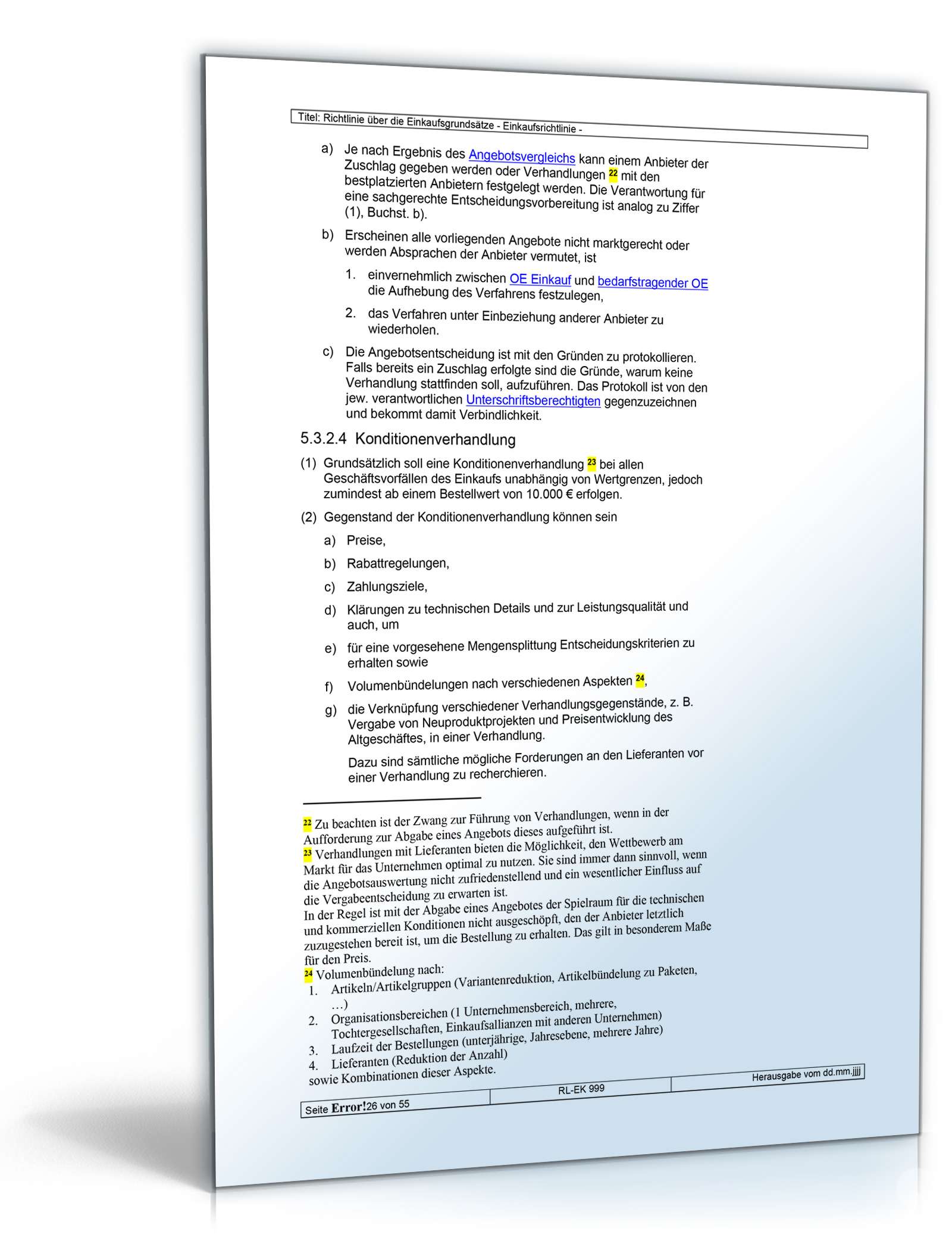Richtlinien über die Einkaufsgrundsätze Word. Seite: 26