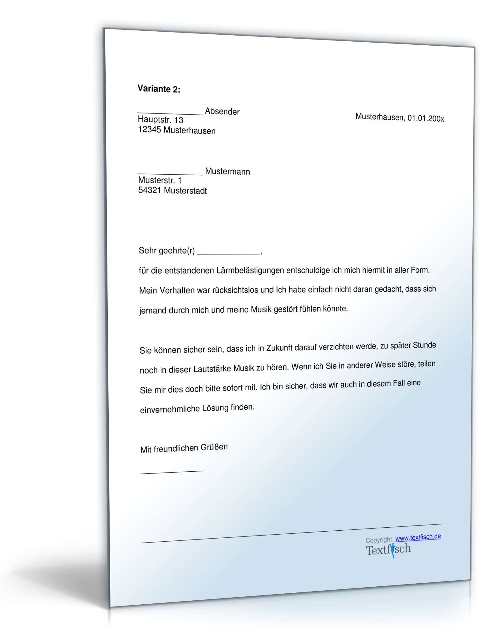 Entschuldigung Beschwerde Lärmbelästigung  PDF. Seite: 2