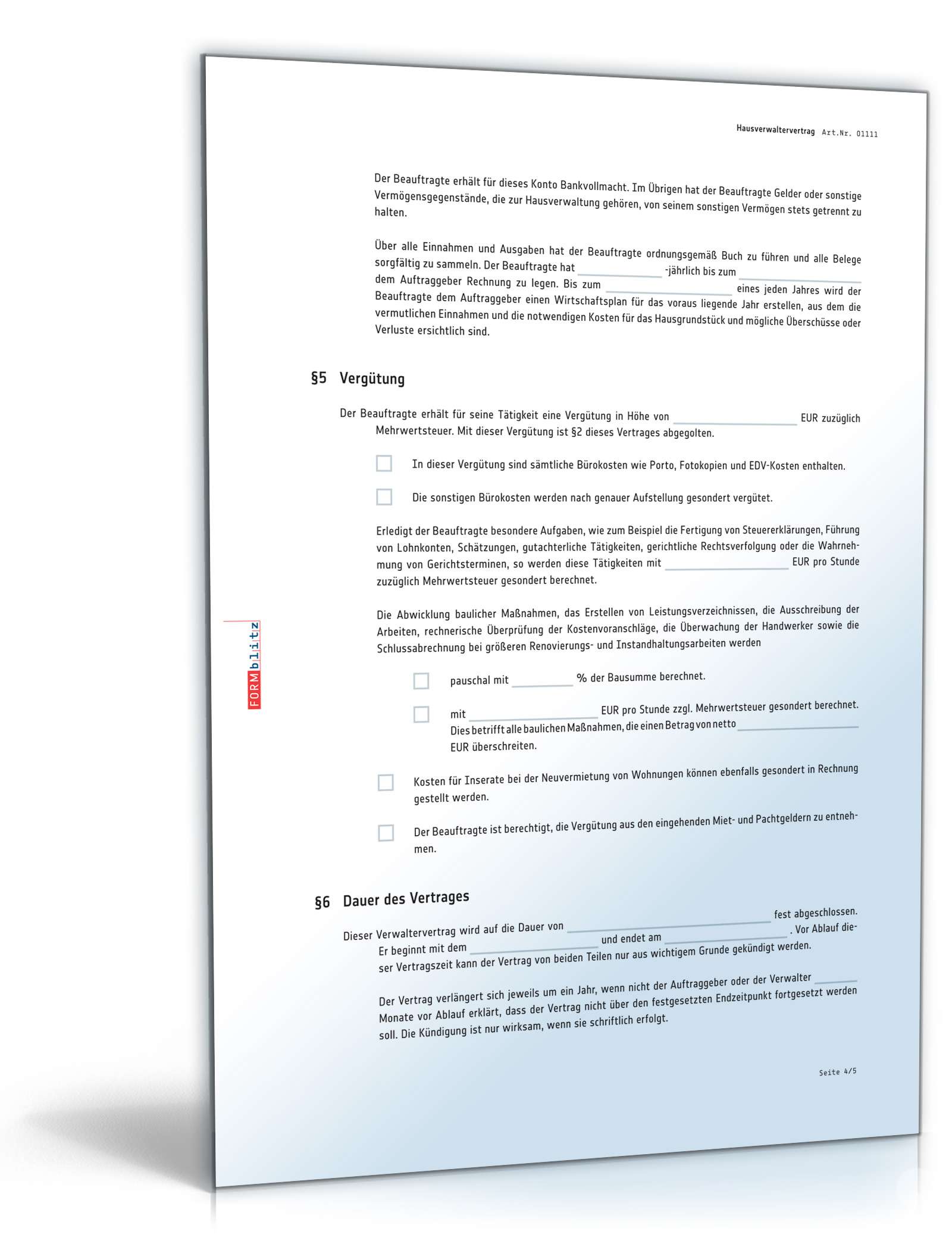 Hausverwaltervertrag PDF. Seite: 4