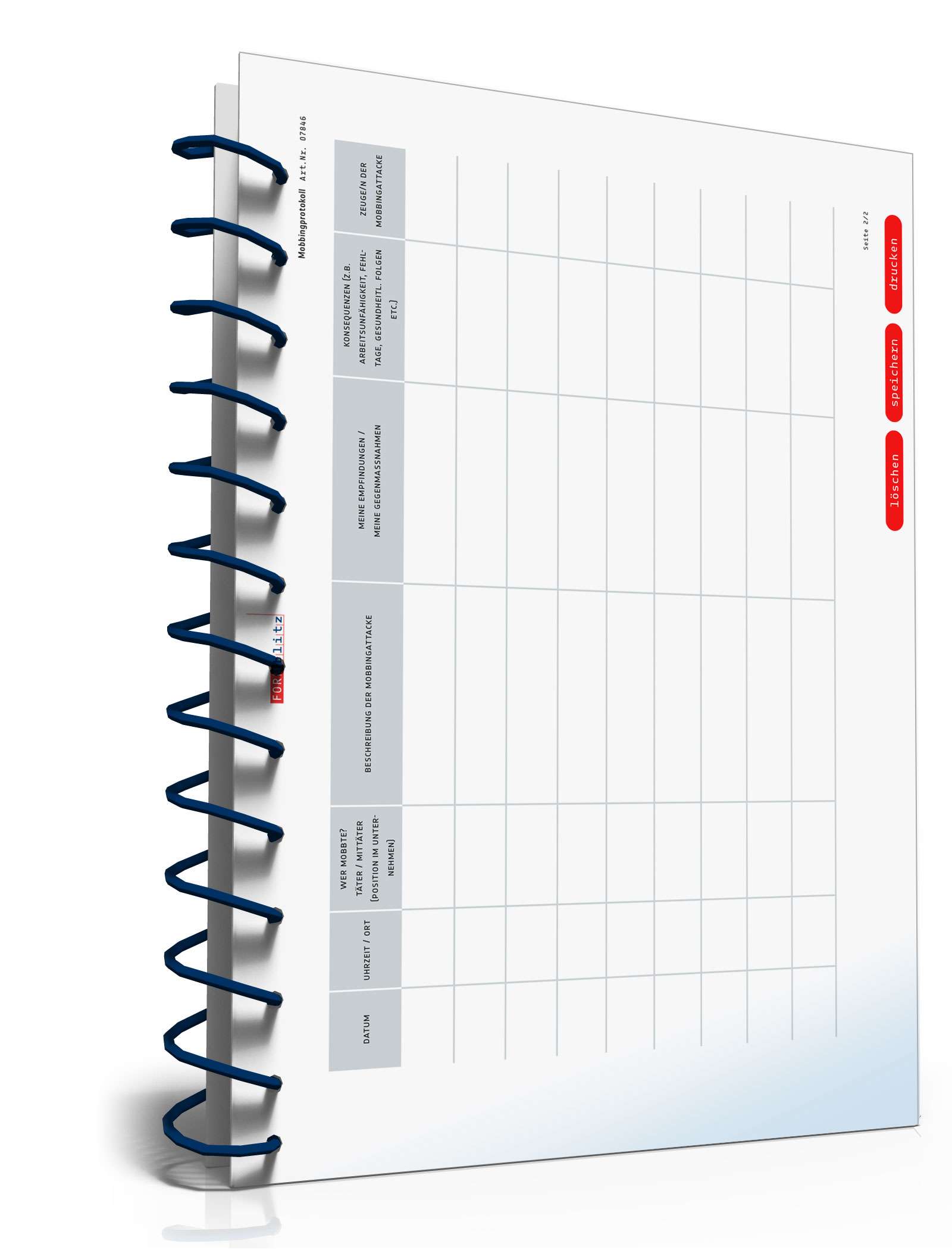 Mobbingprotokoll PDF. Seite: 2