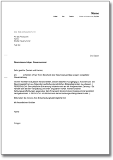 Einspruch Säumniszuschläge Word