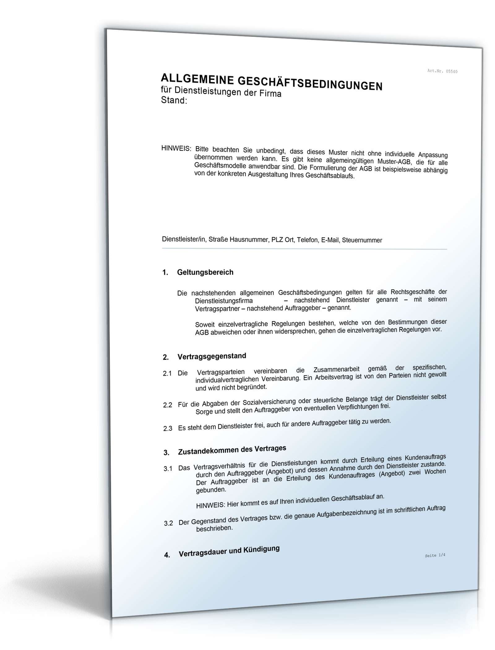 AGB Dienstleistungen Word