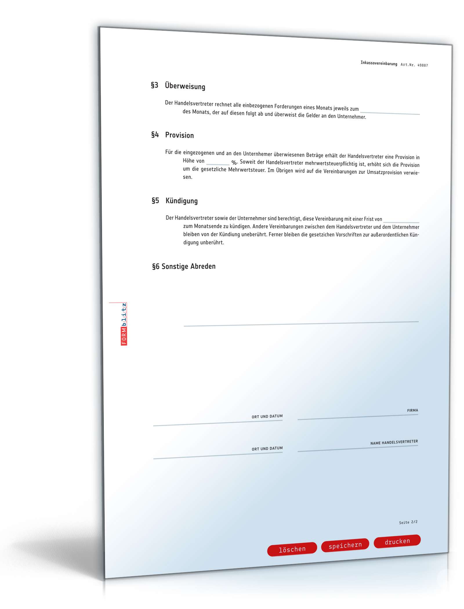 Inkassovereinbarung Handelsvertreter PDF. Seite: 2