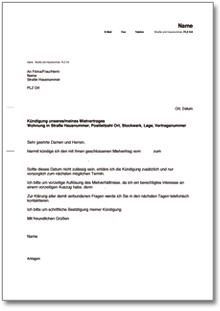Kündigung Mietvertrag durch Mieter Word