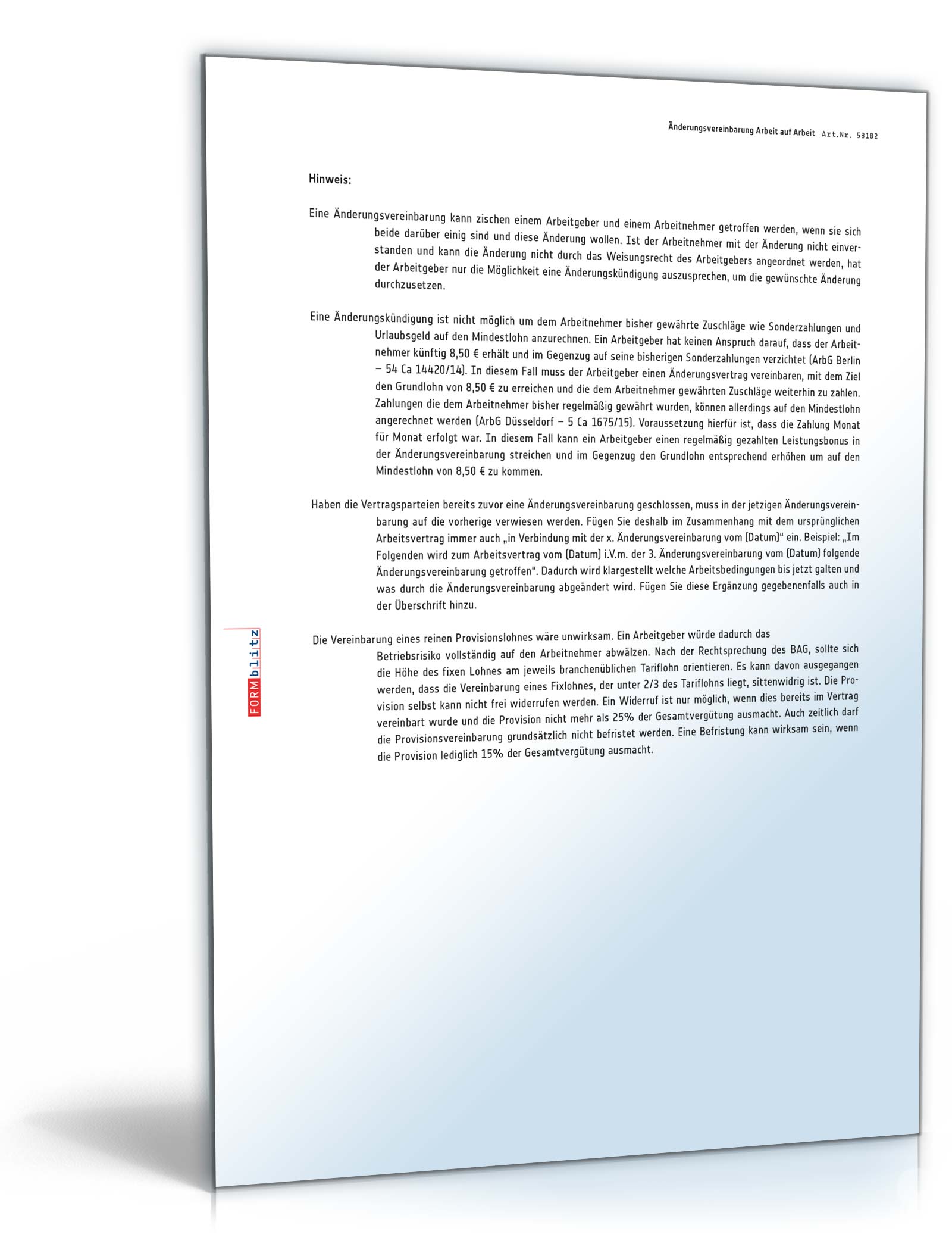 Änderungsvereinbarung Provision PDF. Seite: 3