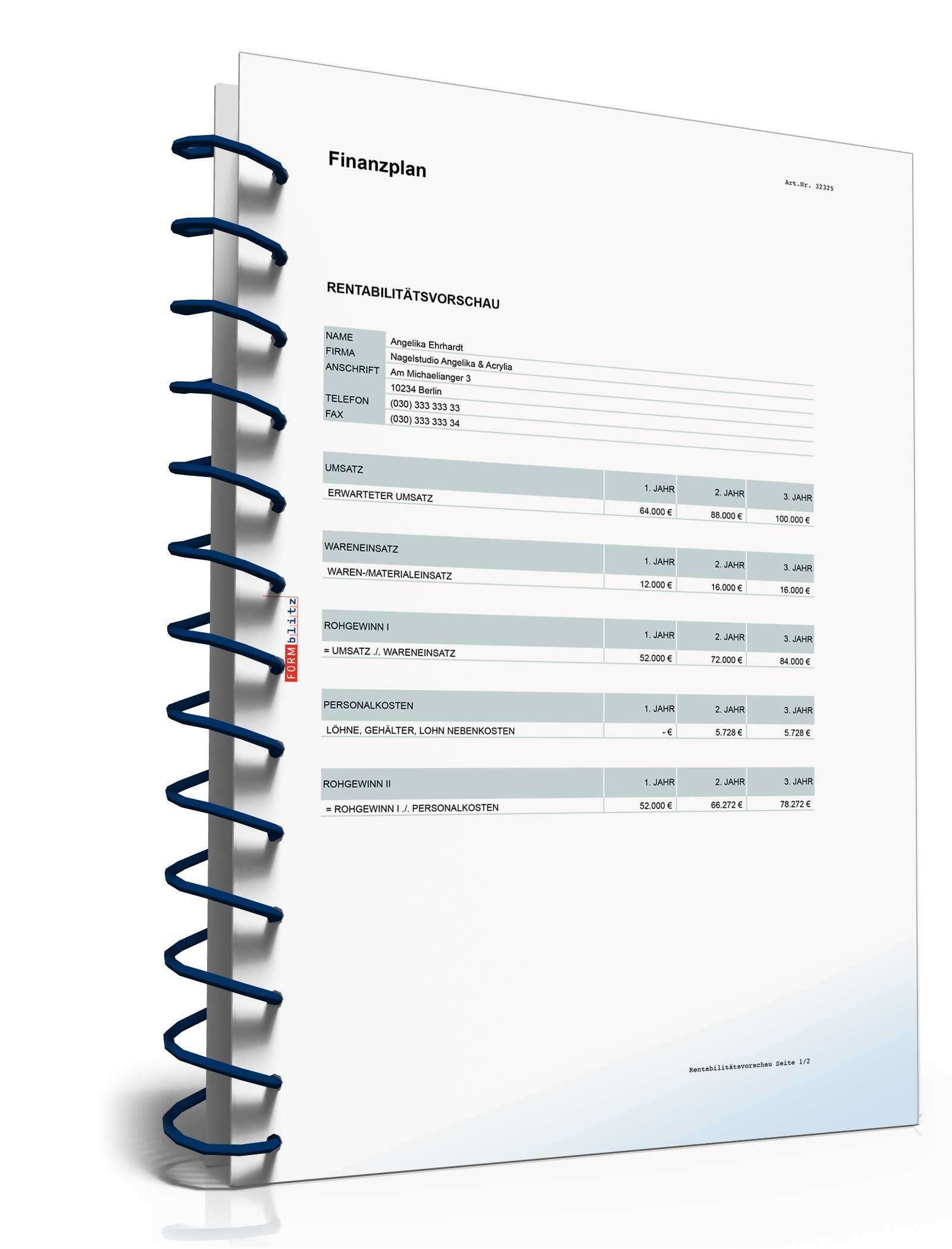 Businessplan Nagelstudio Excel. Seite: 18