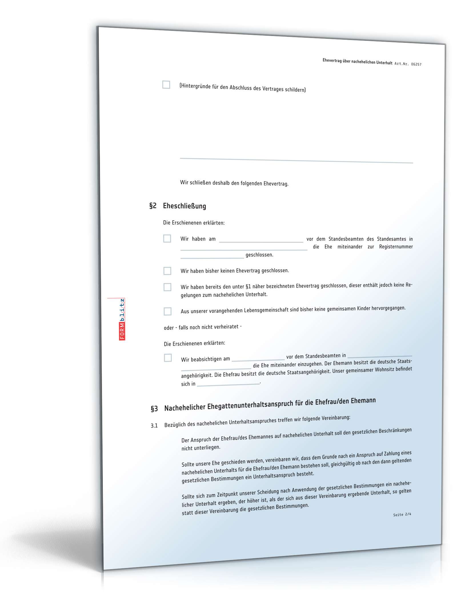 Ehevertrag nachehelicher Unterhalt PDF. Seite: 2