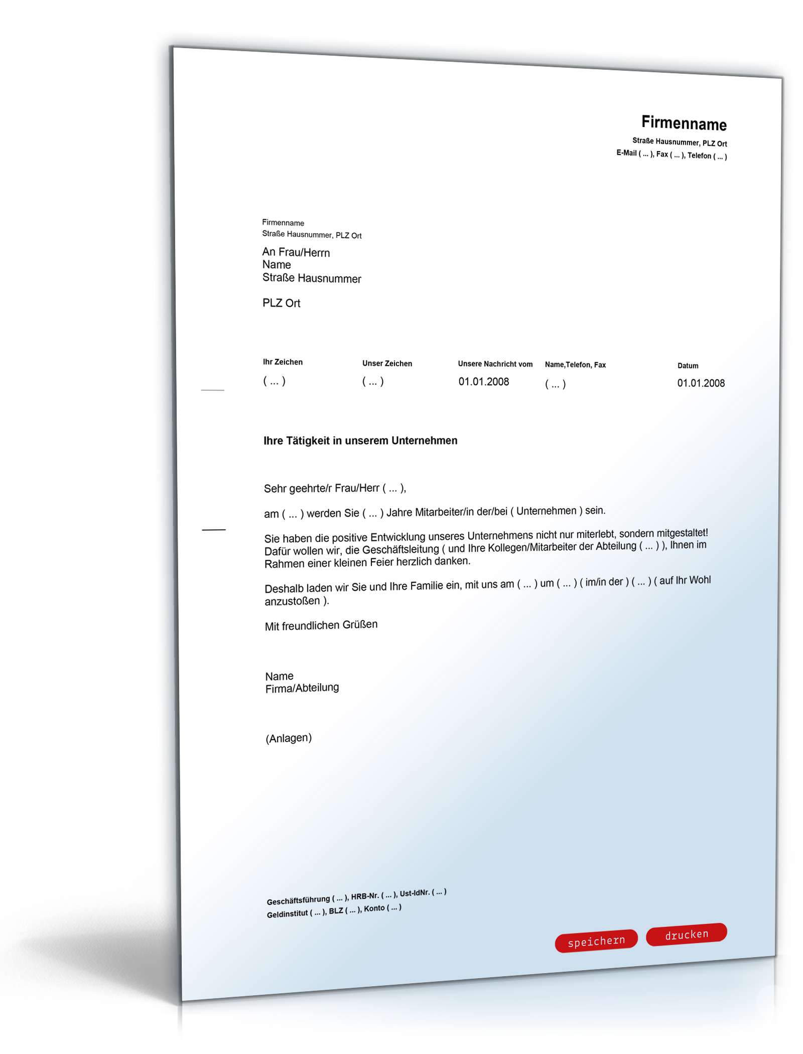 Gratulation langjähriger Mitarbeiter PDF