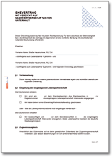 Ehevertrag eingetragene Lebenspartnerschaft Word