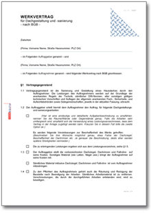 Werkvertrag Dachgestaltung und -sanierung Word