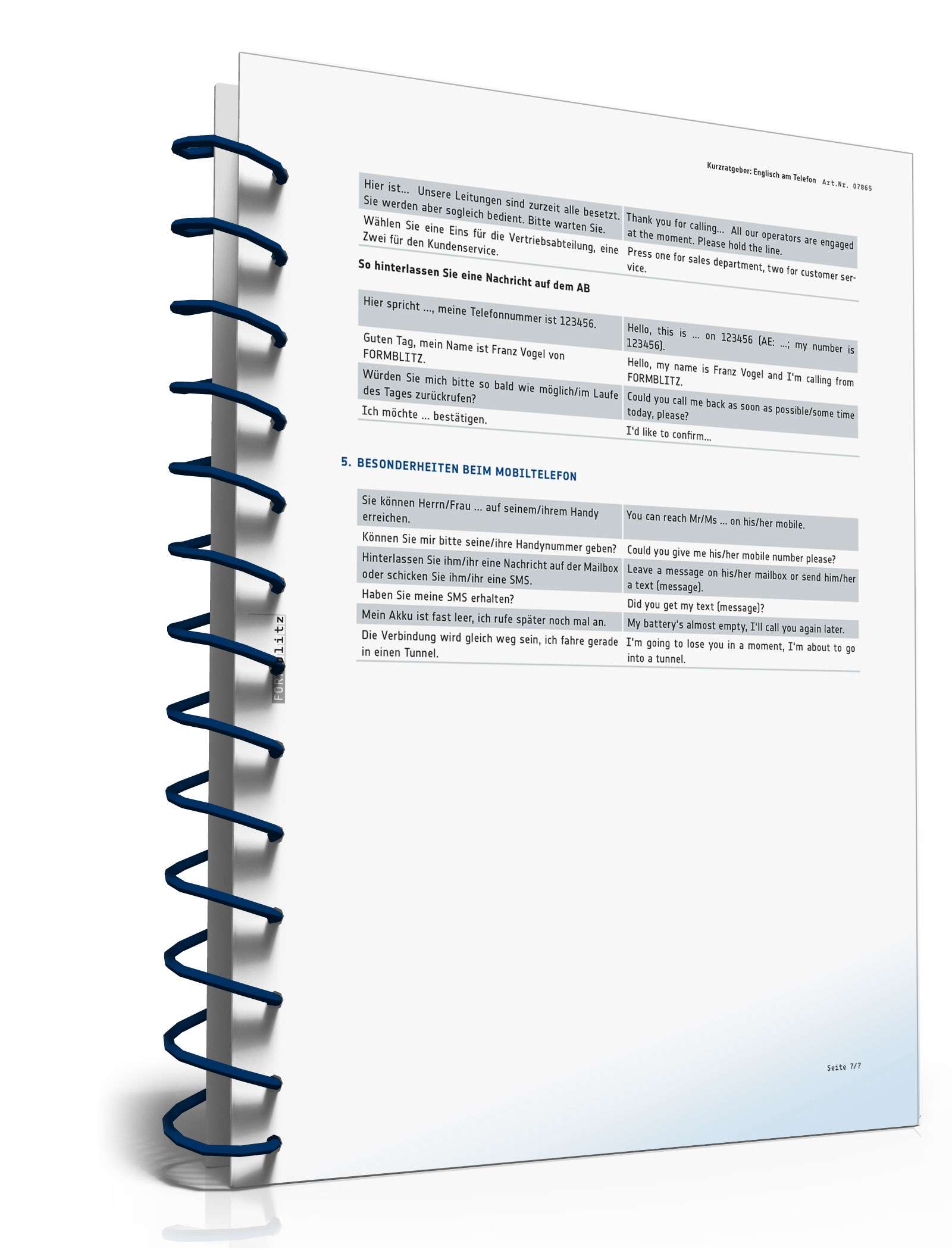 Telefon Englisch Spickzettel PDF. Seite: 6