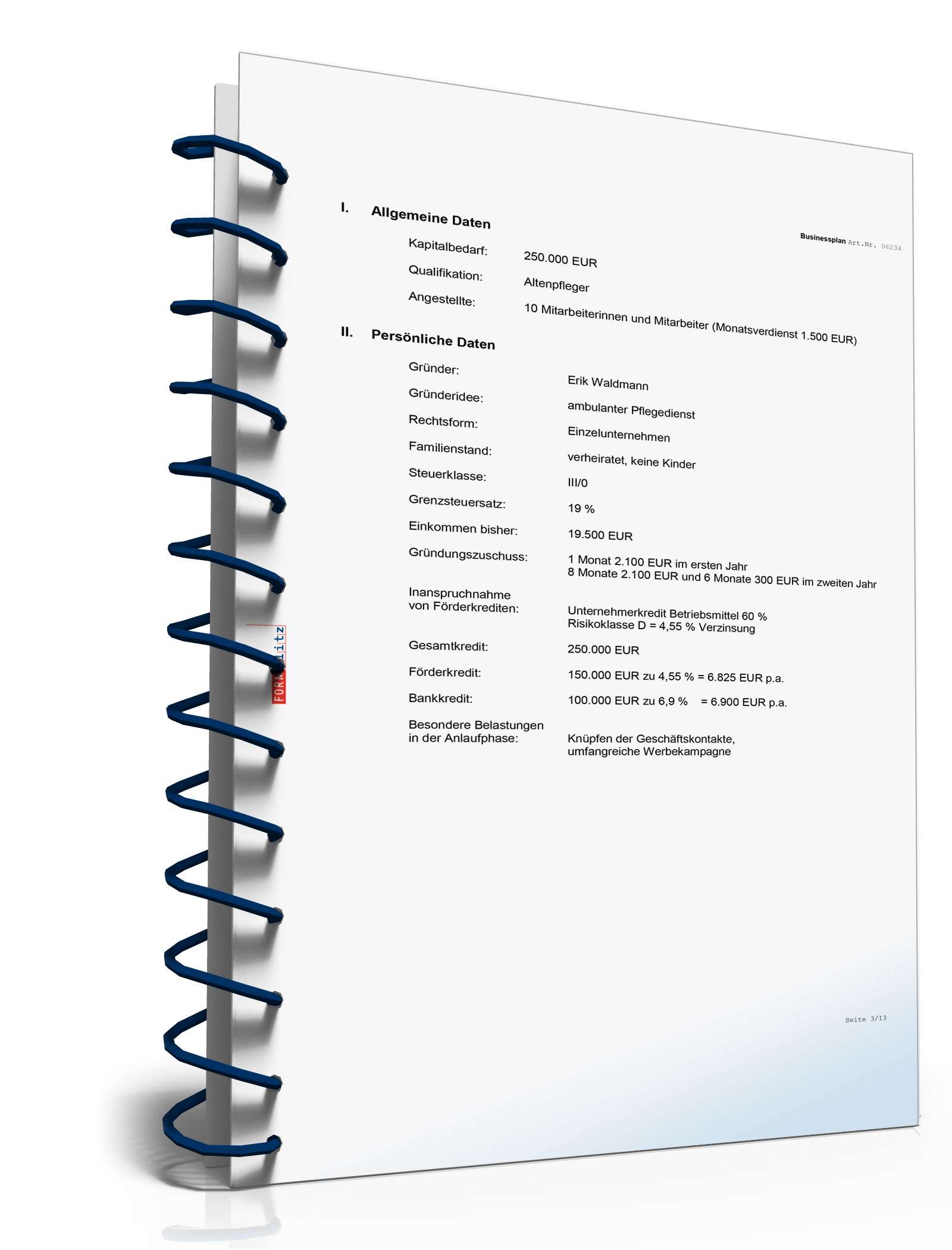 Businessplan Mobiler Pflegedienst Excel. Seite: 5