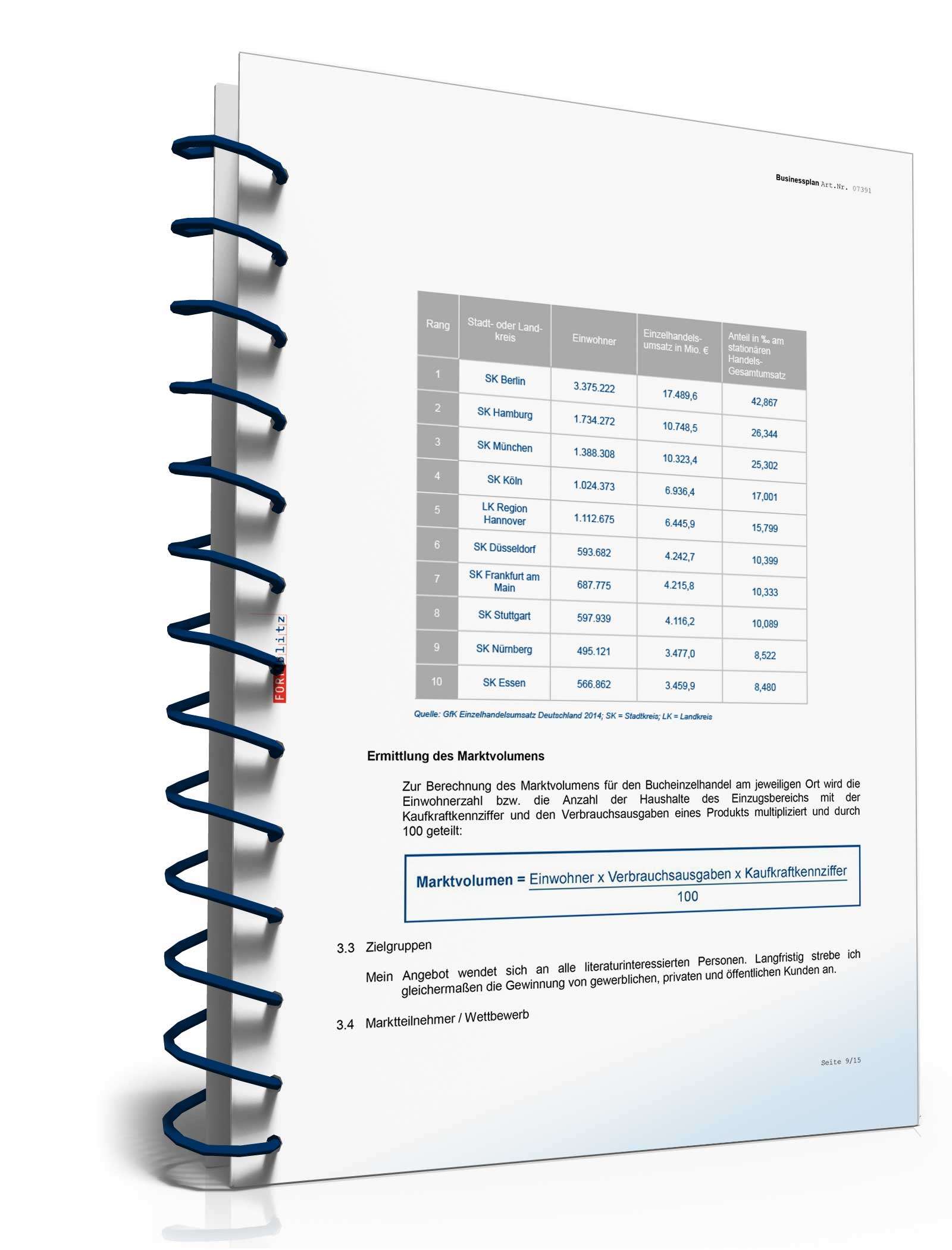 Businessplan Buchhandlung Excel. Seite: 9