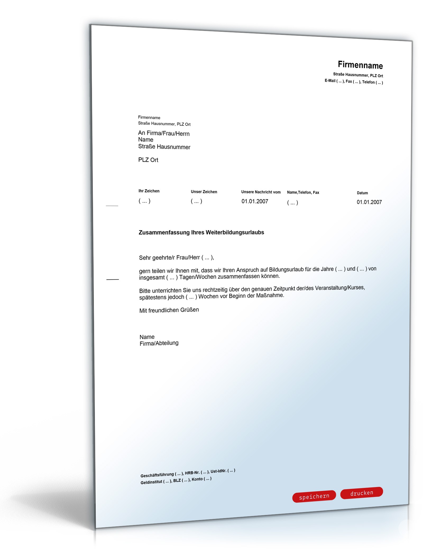 Genehmigung über Zusammenfassung von jährlichem Weiterbildungsurlaub PDF