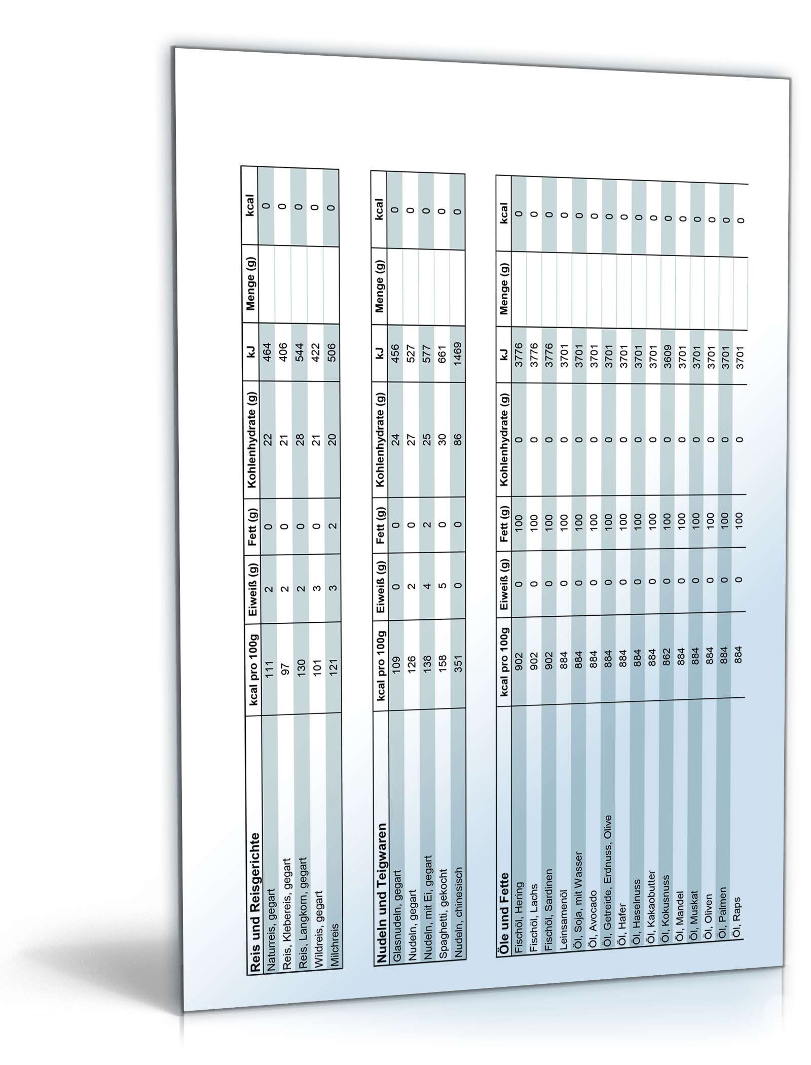 Diät-Rechner Excel. Seite: 4
