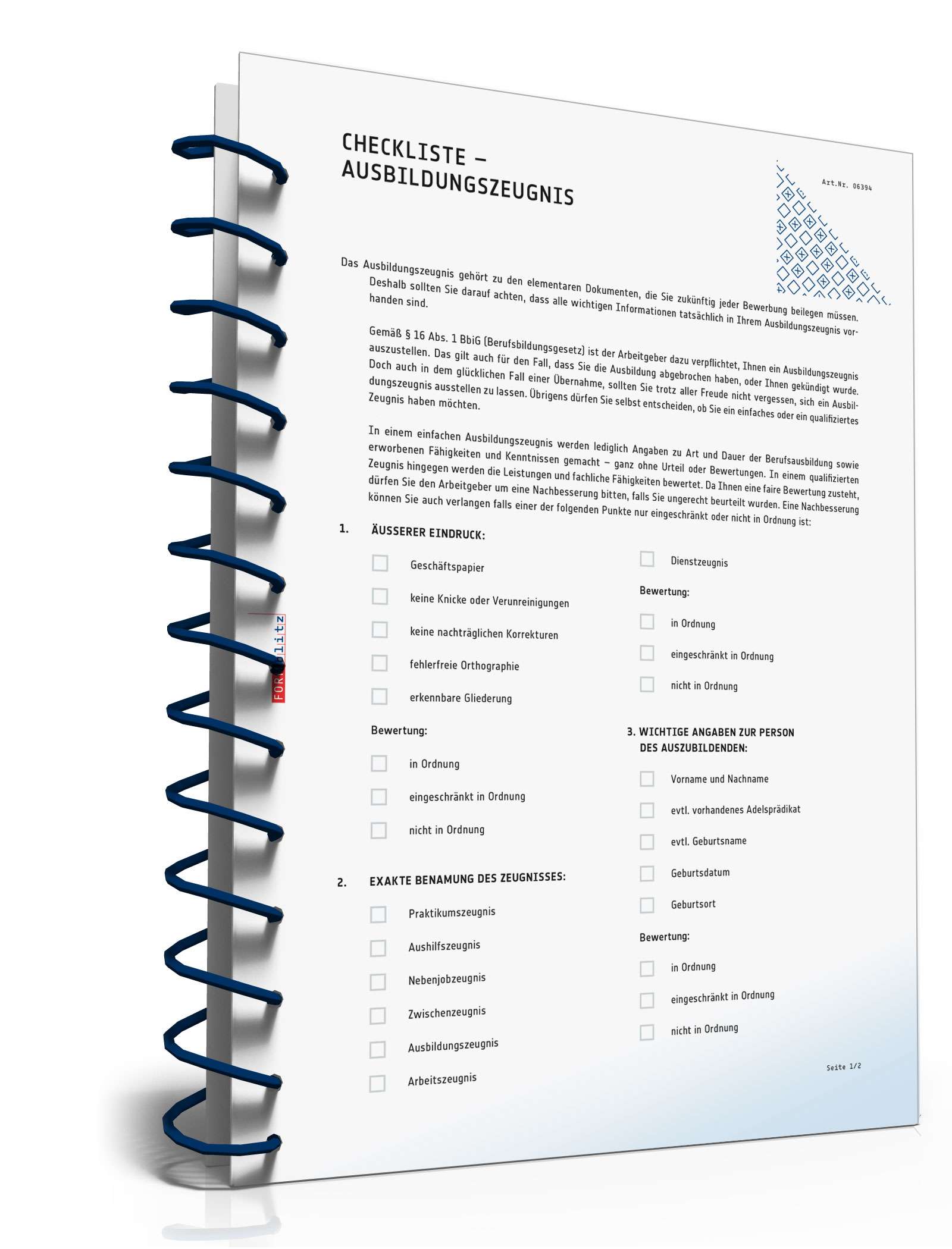 Checkliste Ausbildungszeugnis PDF
