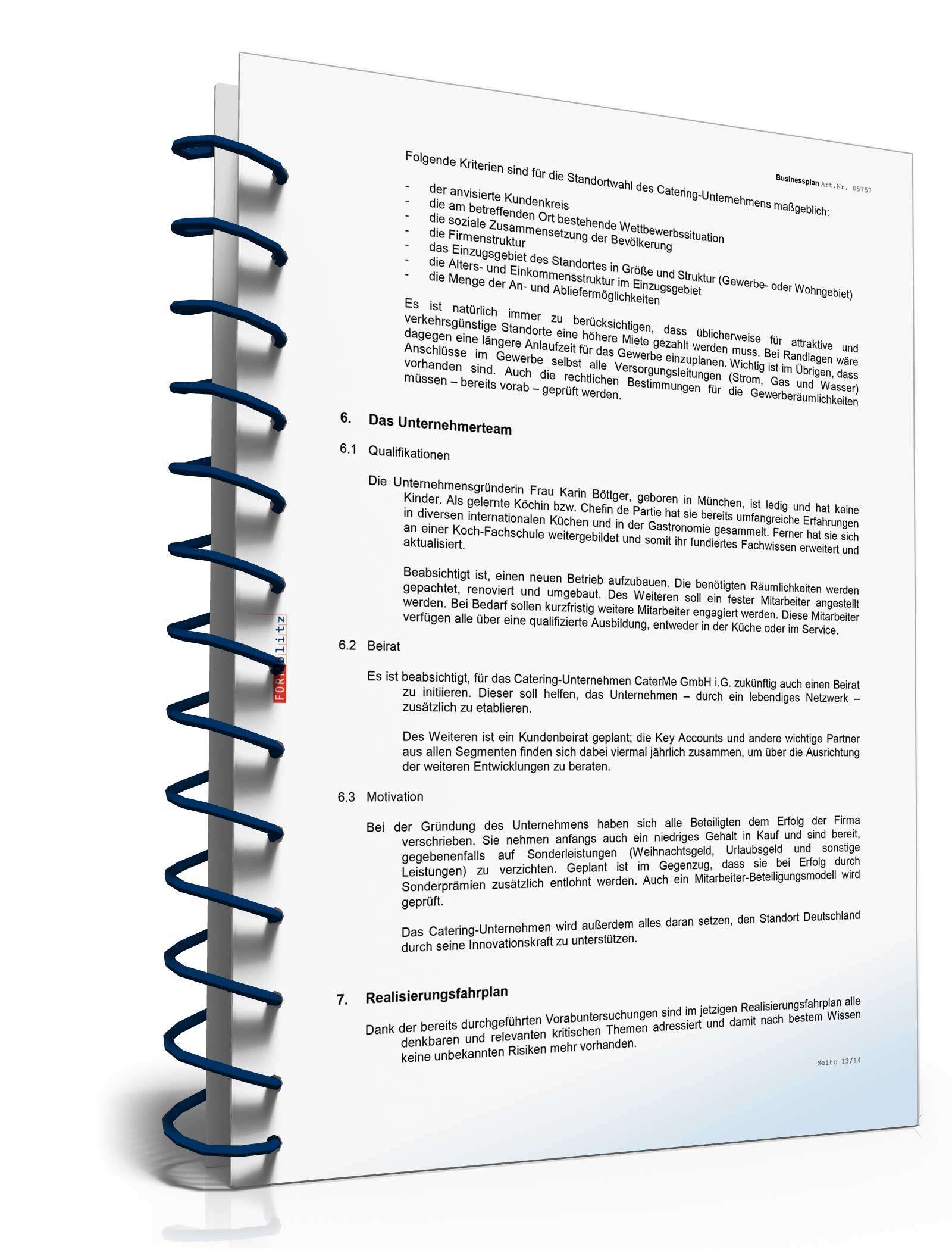 Businessplan Catering-Service Excel. Seite: 14