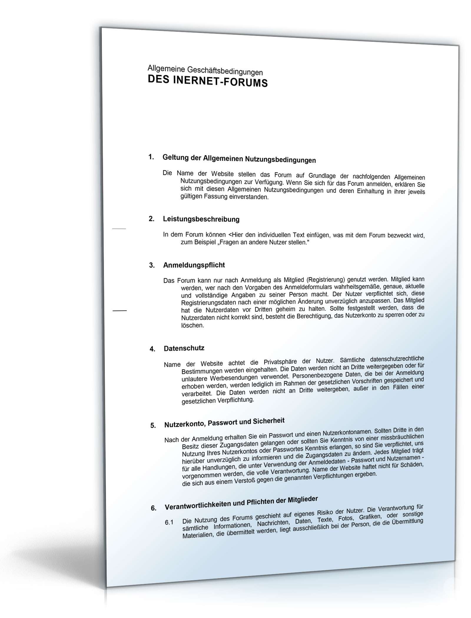 AGB Internet-Foren Word