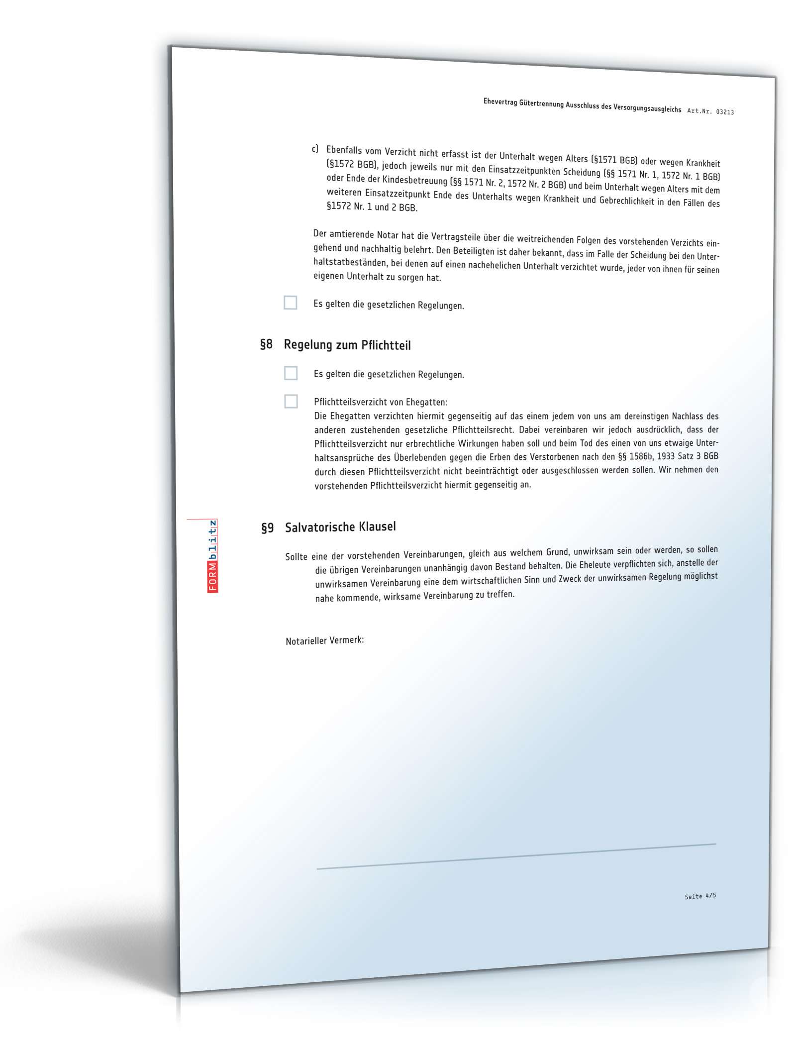 Ehevertrag Gütertrennung Ausschluss Versorgungsausgleich PDF. Seite: 4