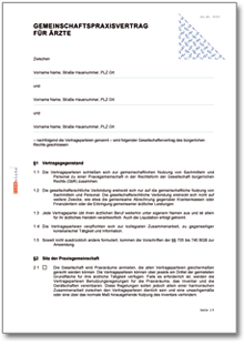 Gemeinschaftspraxisvertrag für Ärzte Word