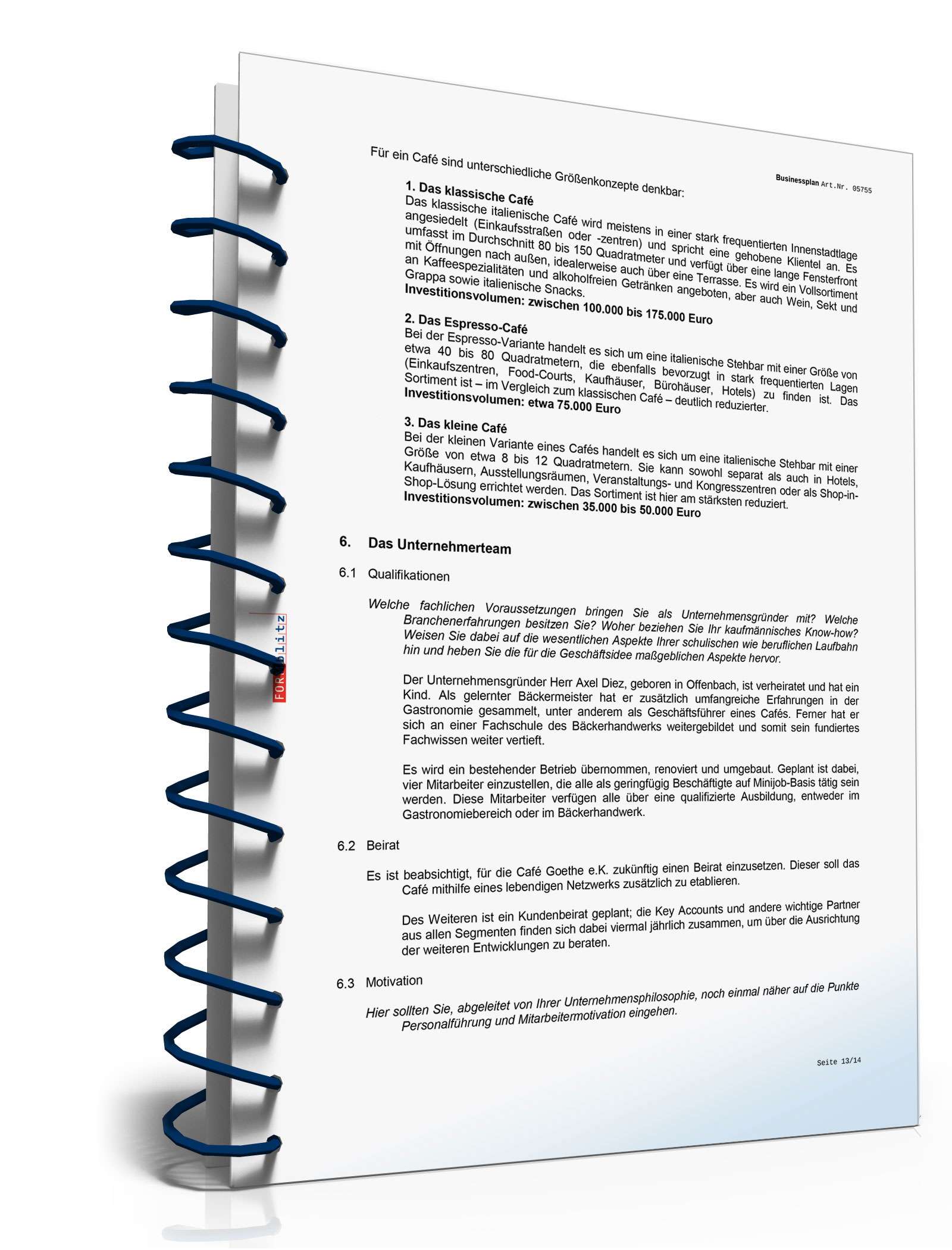 Businessplan Café Excel. Seite: 18