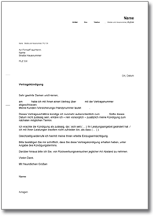 Fristlose Kündigung Vertrag Word