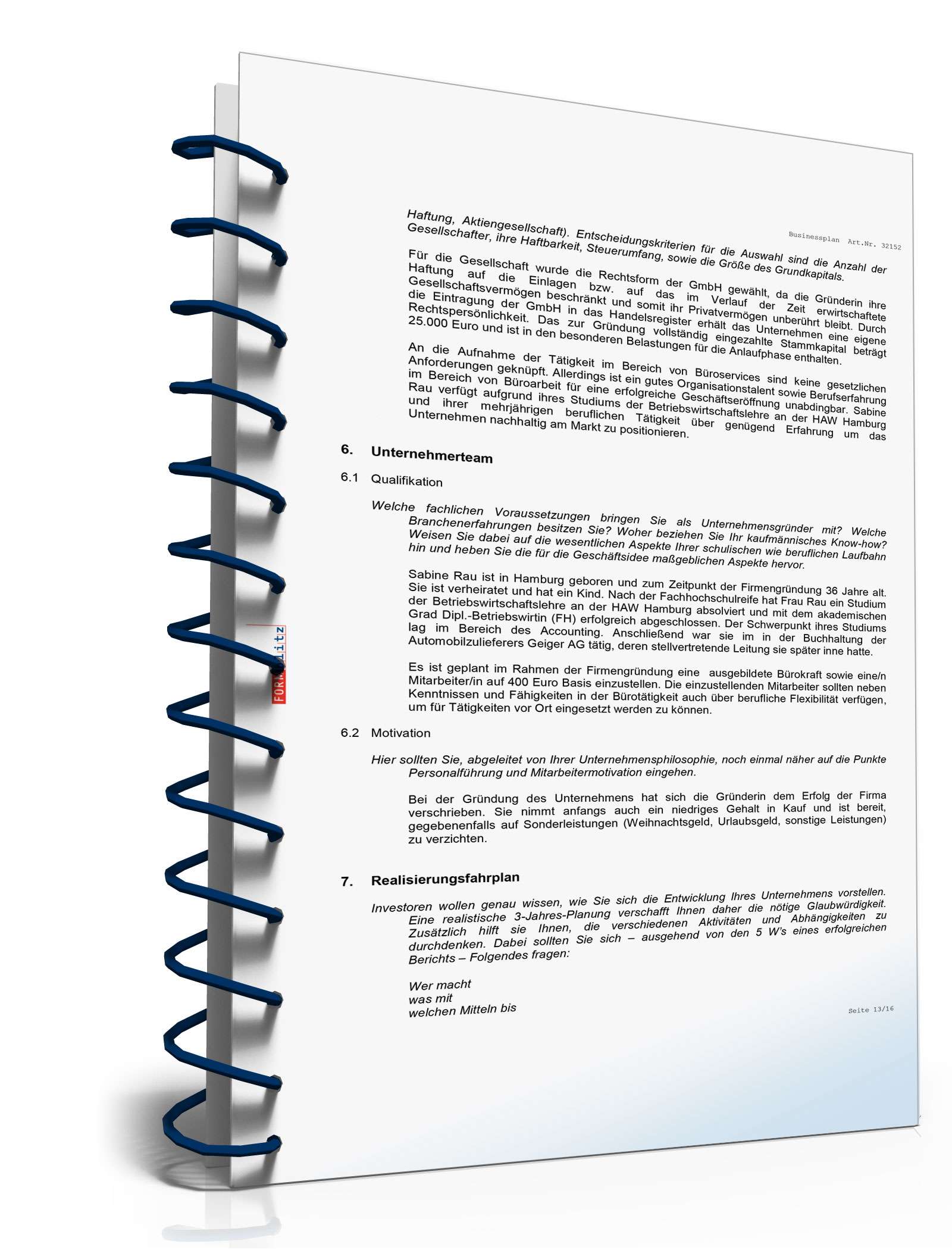 Businessplan Büroservice Excel. Seite: 13