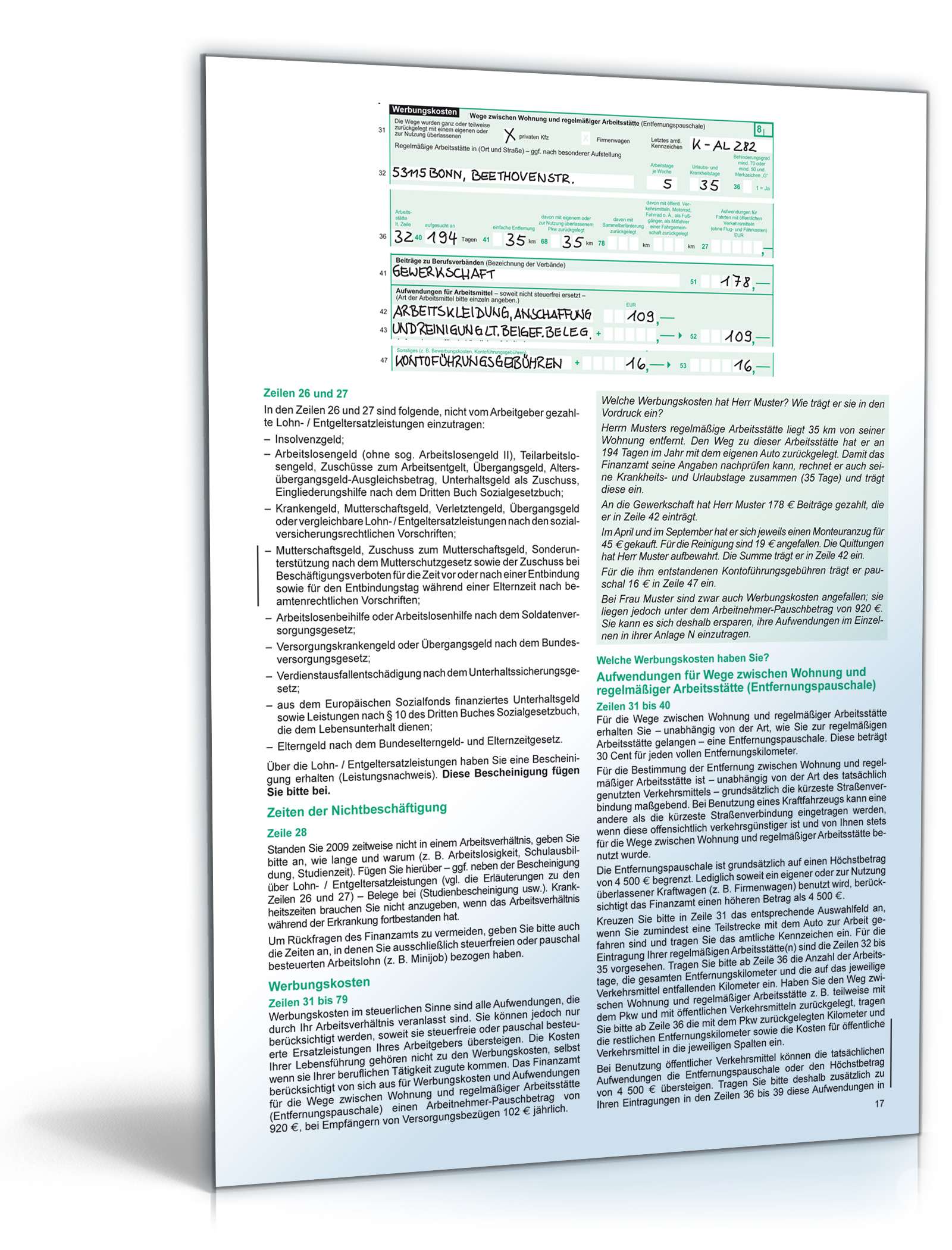 Anleitung zur Einkommensteuererklärung 2009 PDF. Seite: 17