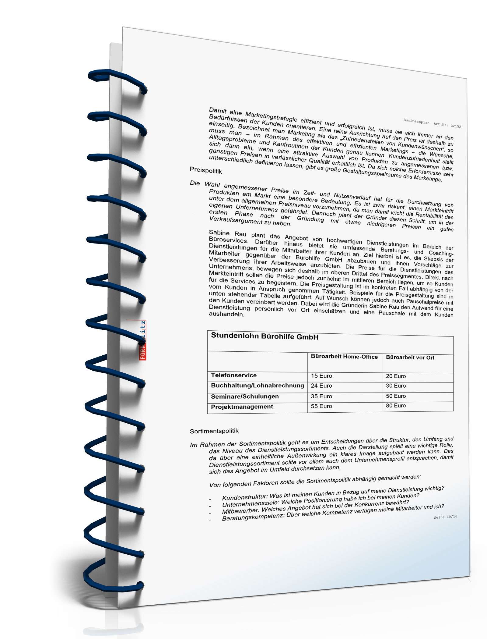 Businessplan Büroservice Excel. Seite: 10