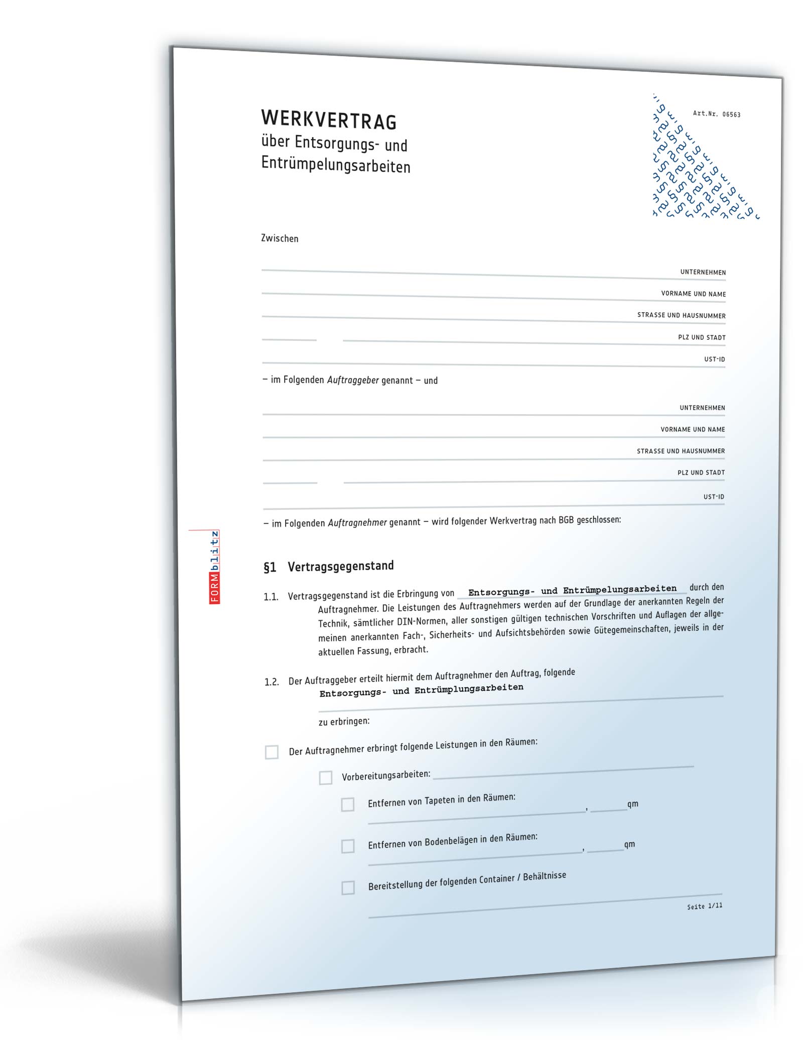 Werkvertrag Entsorgungs- und Entrümpelungsarbeiten PDF