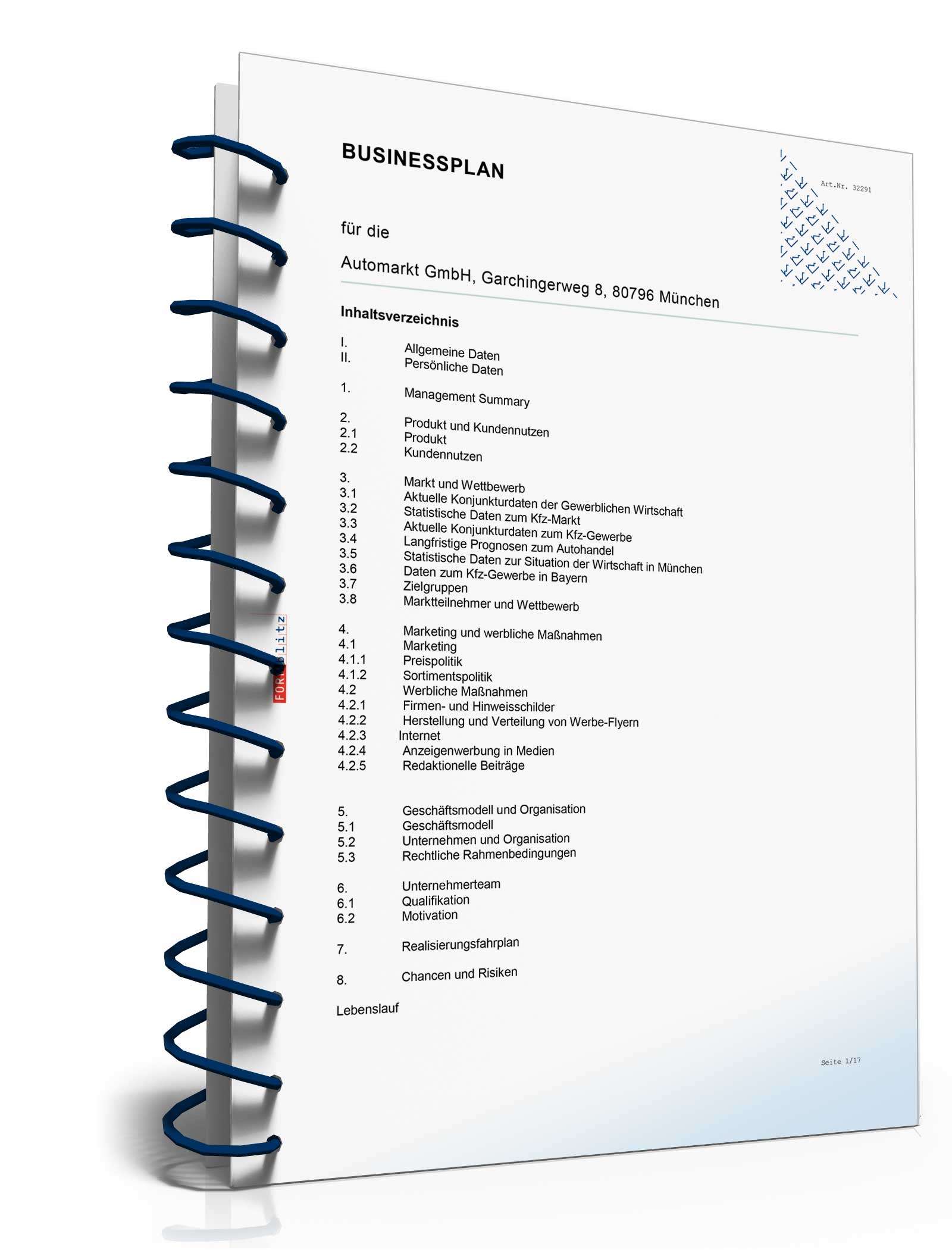 Businessplan Autohandel Excel. Seite: 3