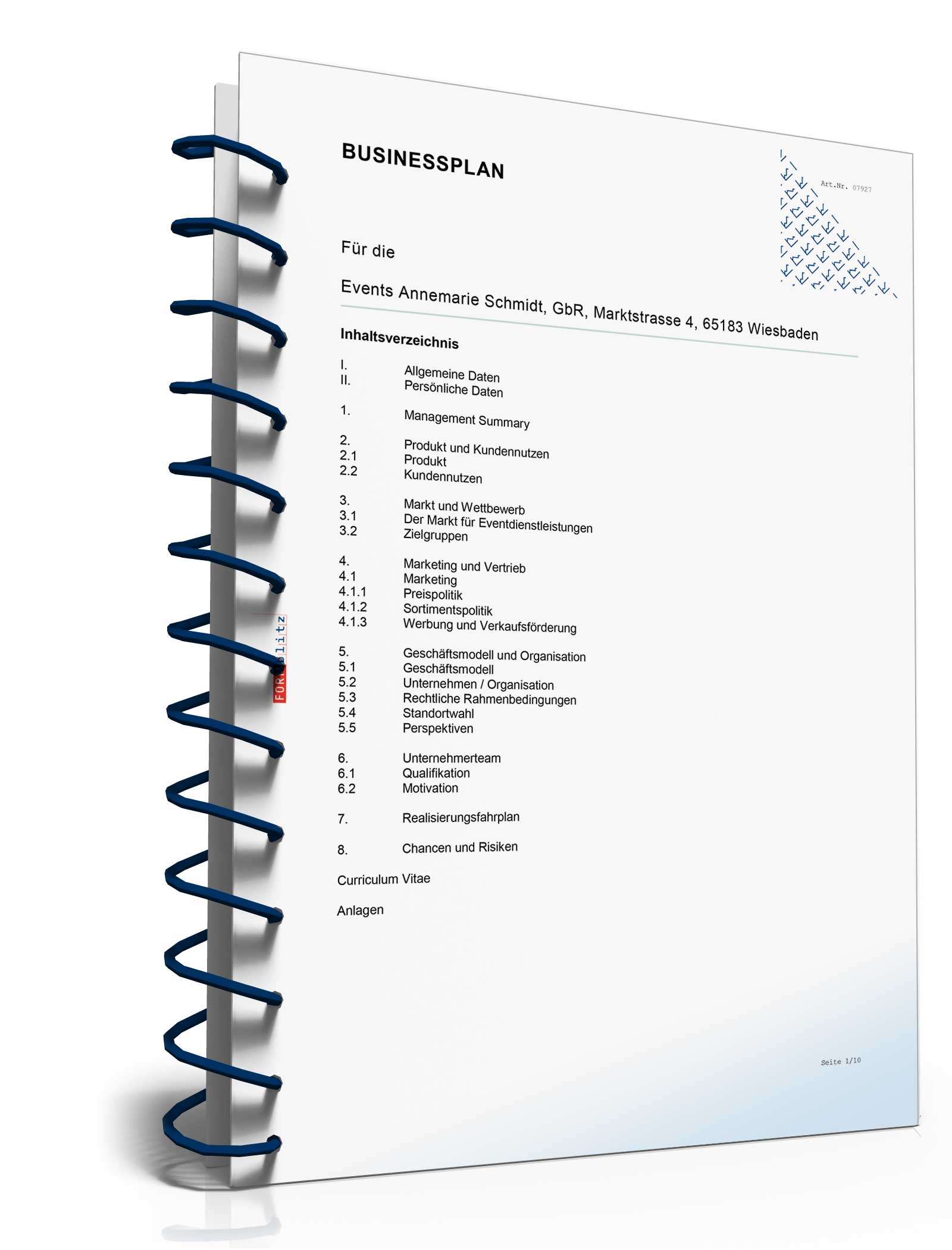 Businessplan Eventagentur Excel. Seite: 3