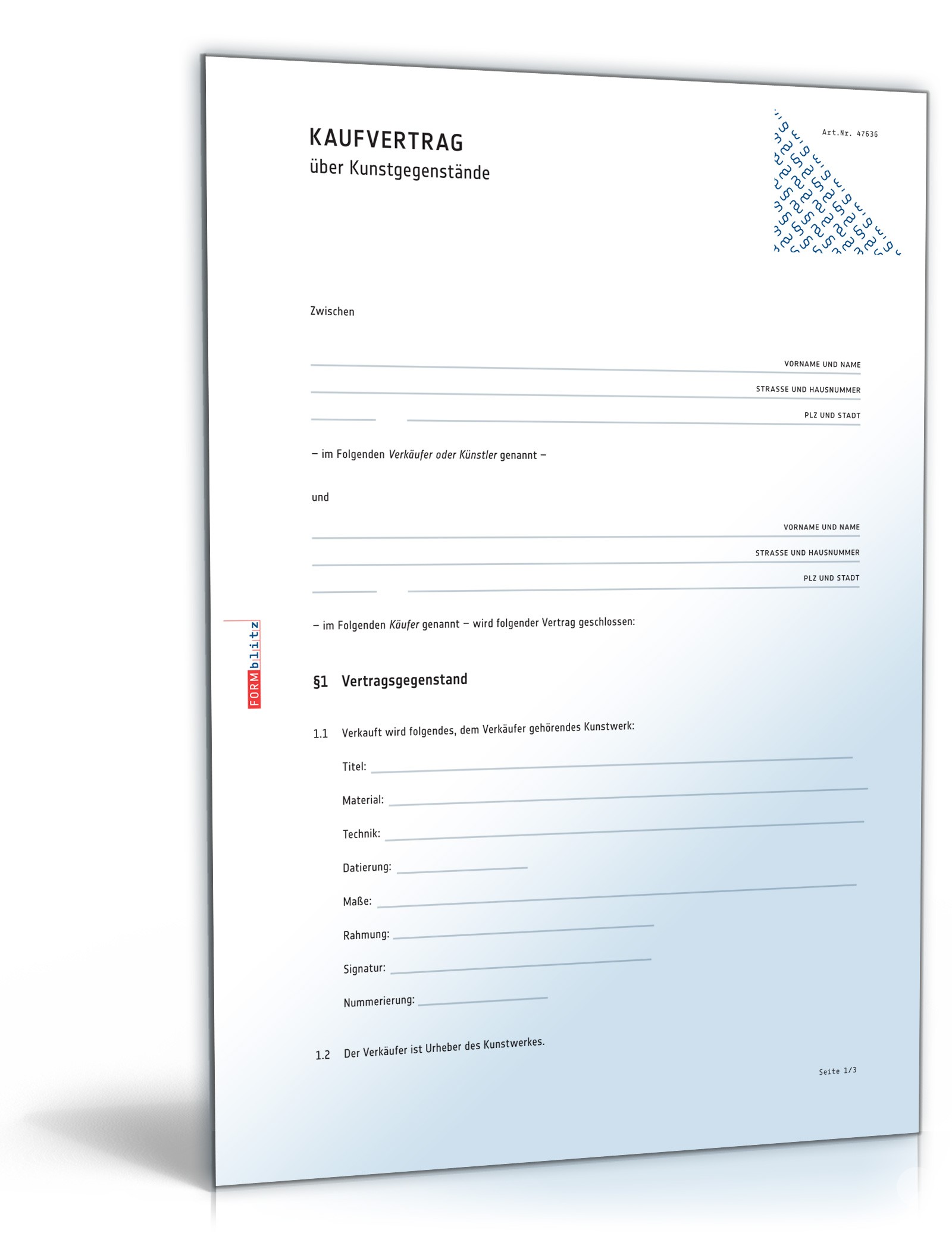 Kaufvertrag Kunstgegenstand PDF