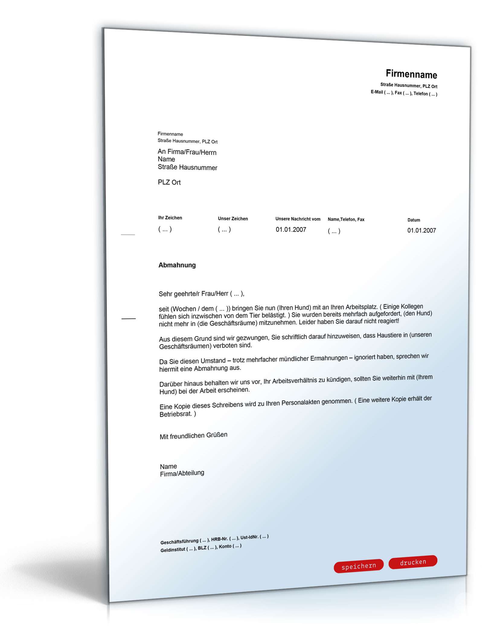 Abmahnung unerlaubte Tierhaltung PDF