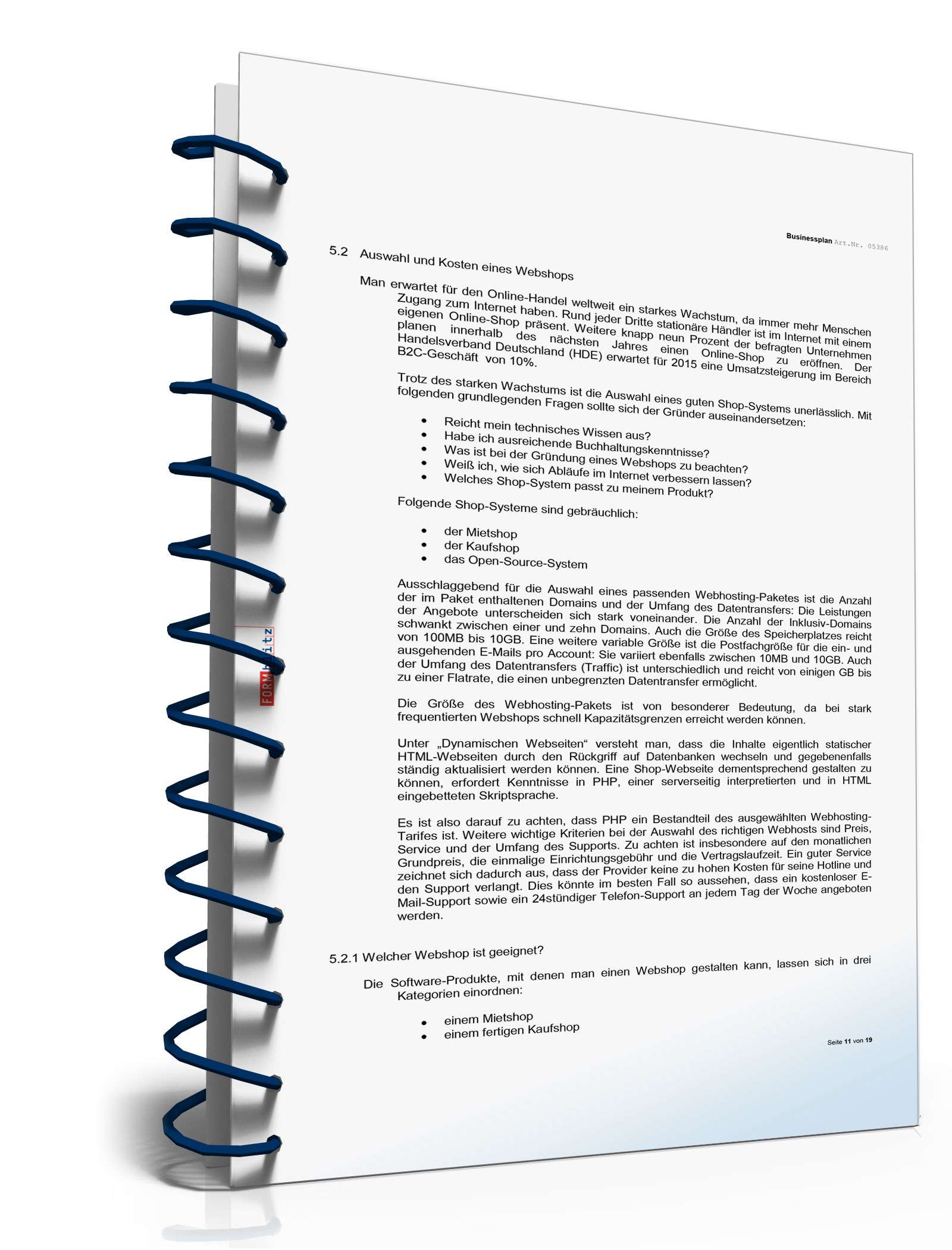 Businessplan E-Commerce Excel. Seite: 9