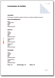 Notfallkontakte Word