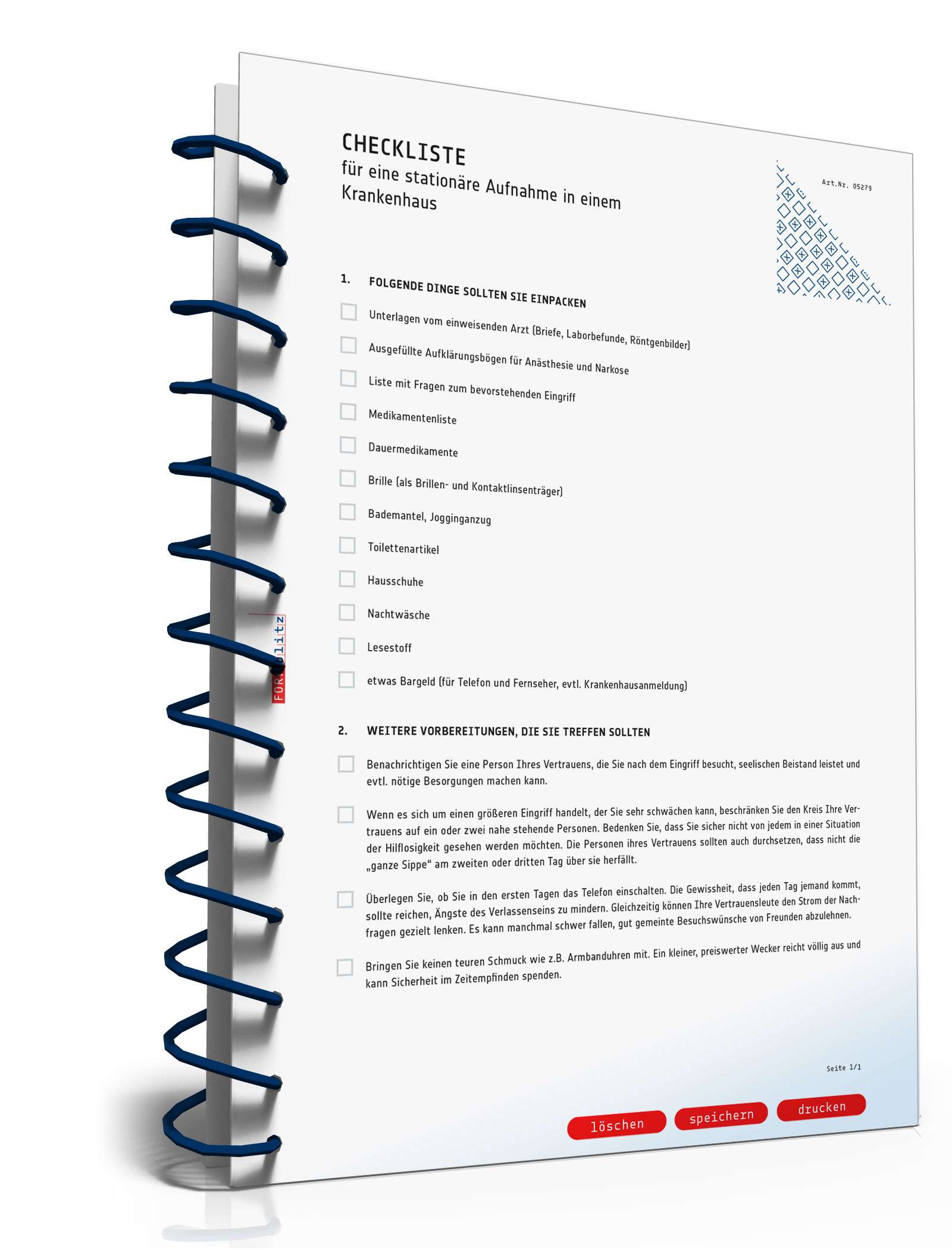 Checkliste stationäre Aufnahme PDF