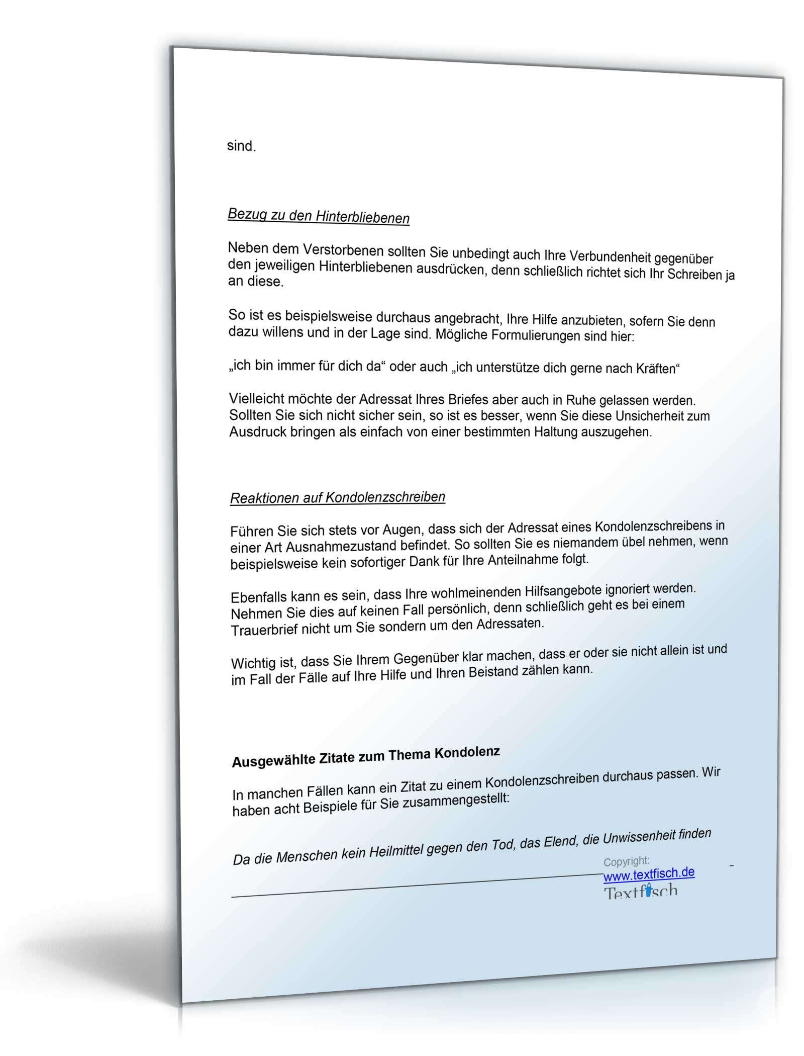 Kondolenzschreiben Tod eines Elternteils im Familien- oder Freundeskreis Word. Seite: 6