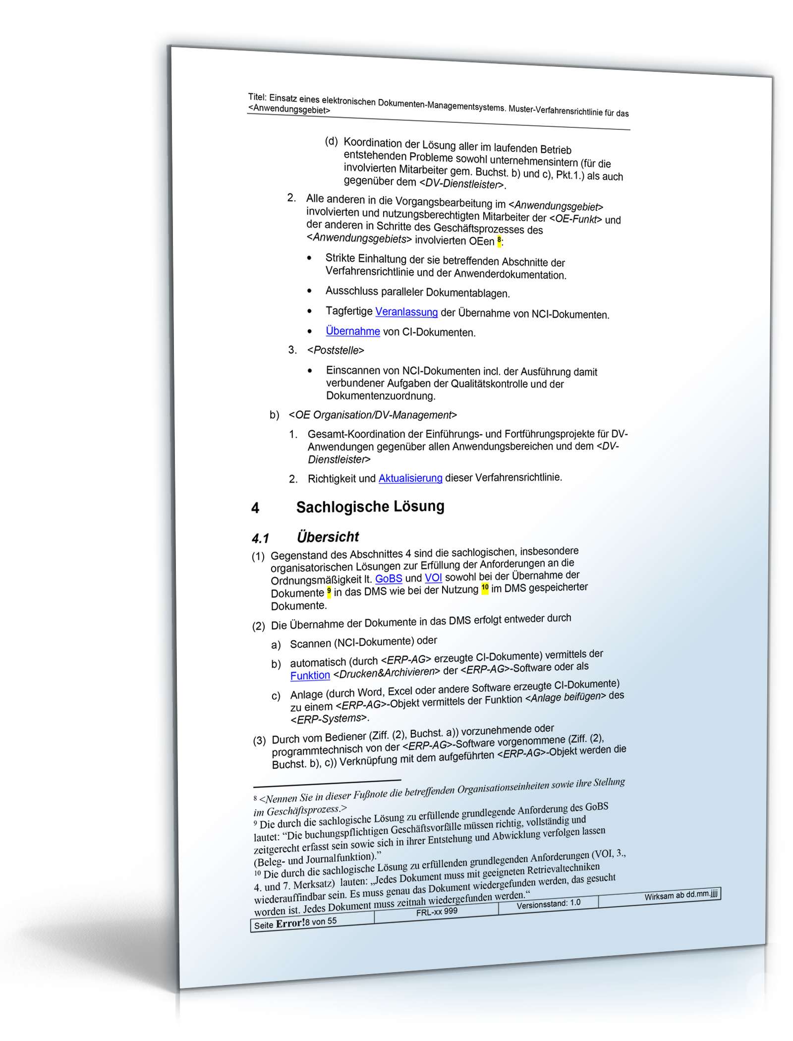Verfahrensrichtlinie zum Einsatz eines elektronischen Dokumenten-Management-Systems
 Word. Seite: 8