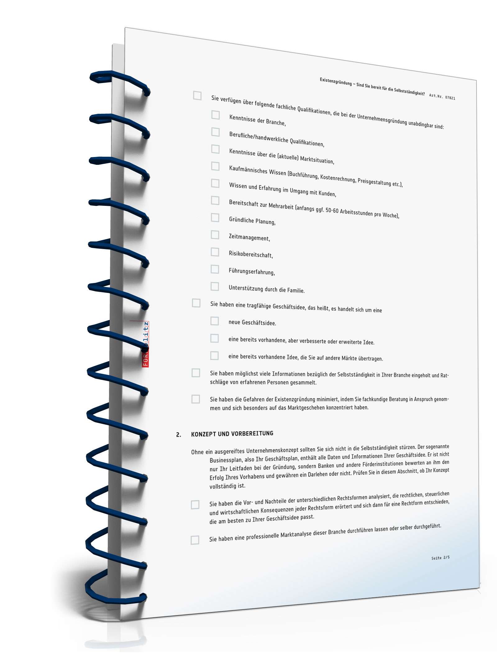 Checkliste Existenzgründung planen PDF. Seite: 2