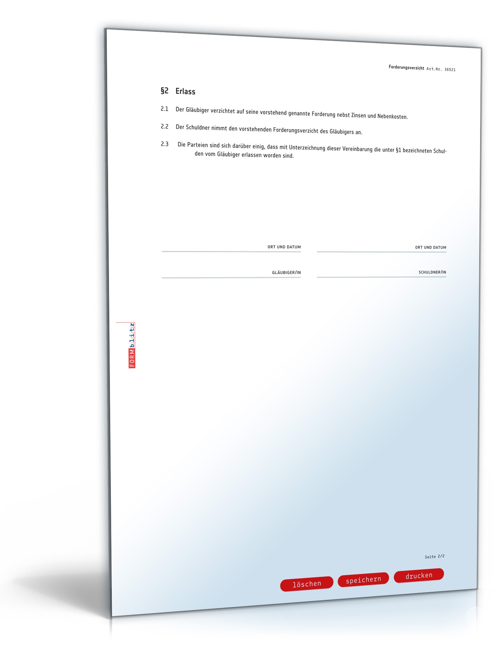 Forderungsverzicht mit Erlass PDF. Seite: 2