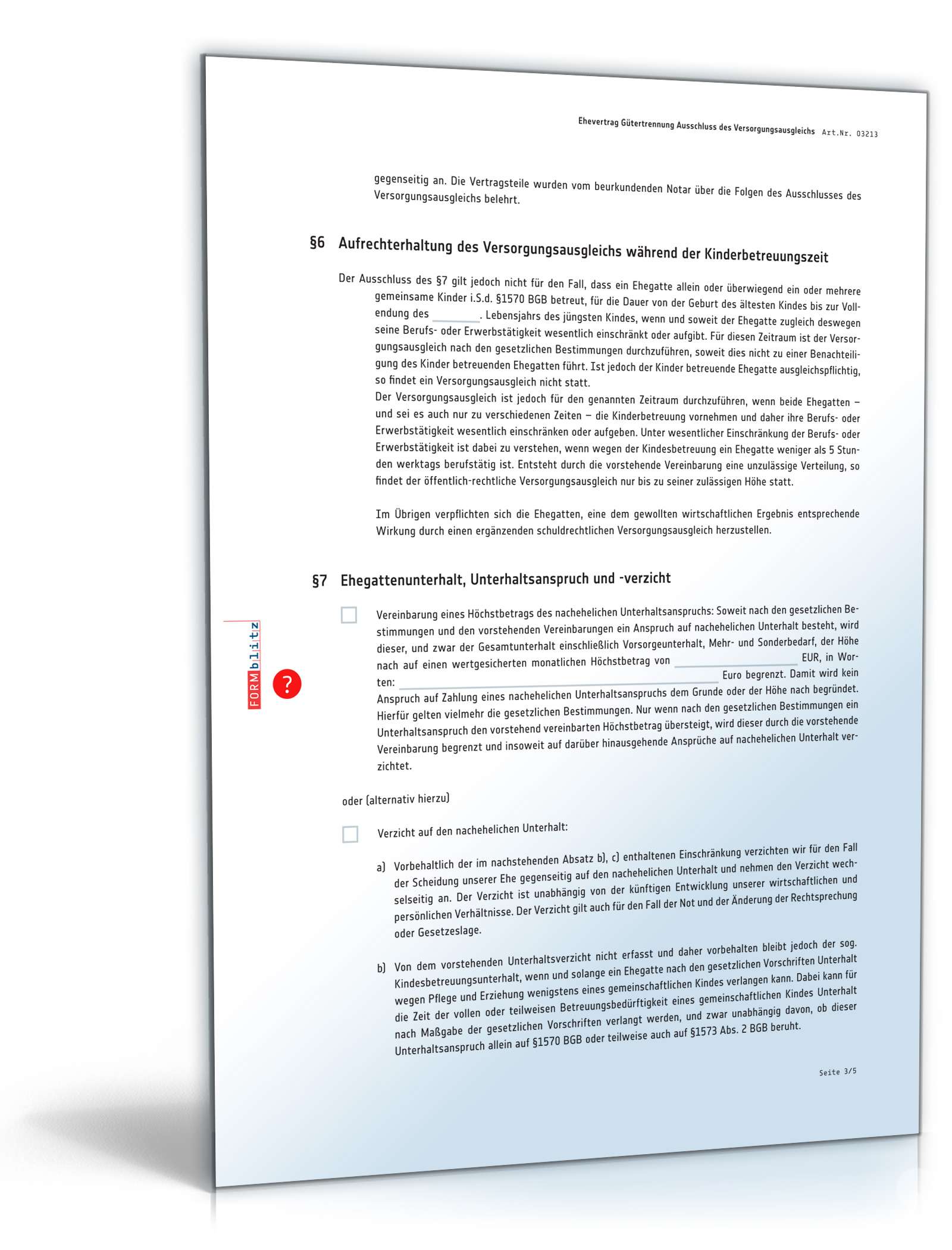 Ehevertrag Gütertrennung Ausschluss Versorgungsausgleich PDF. Seite: 3