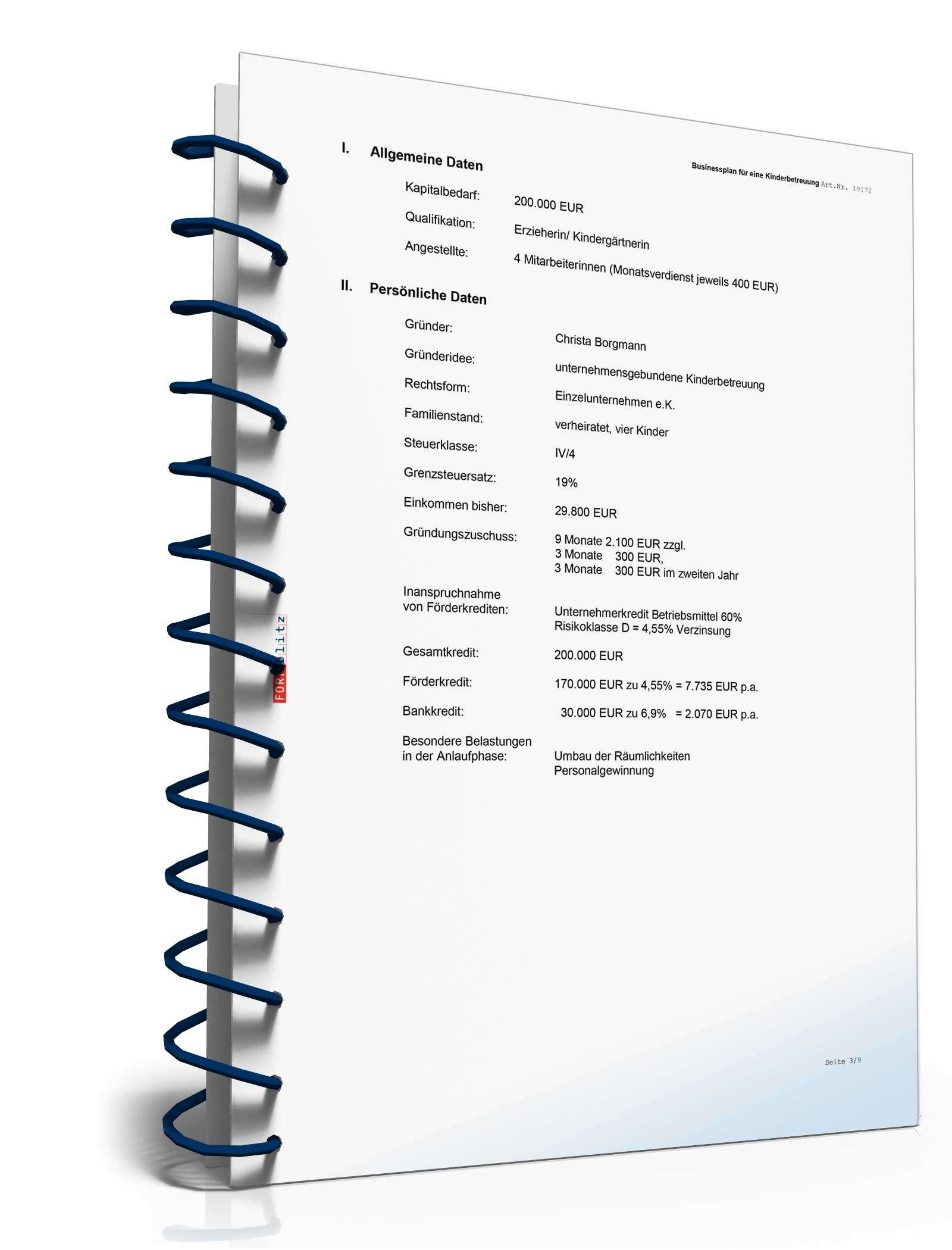 Businessplan Kinderbetreuung Excel. Seite: 10