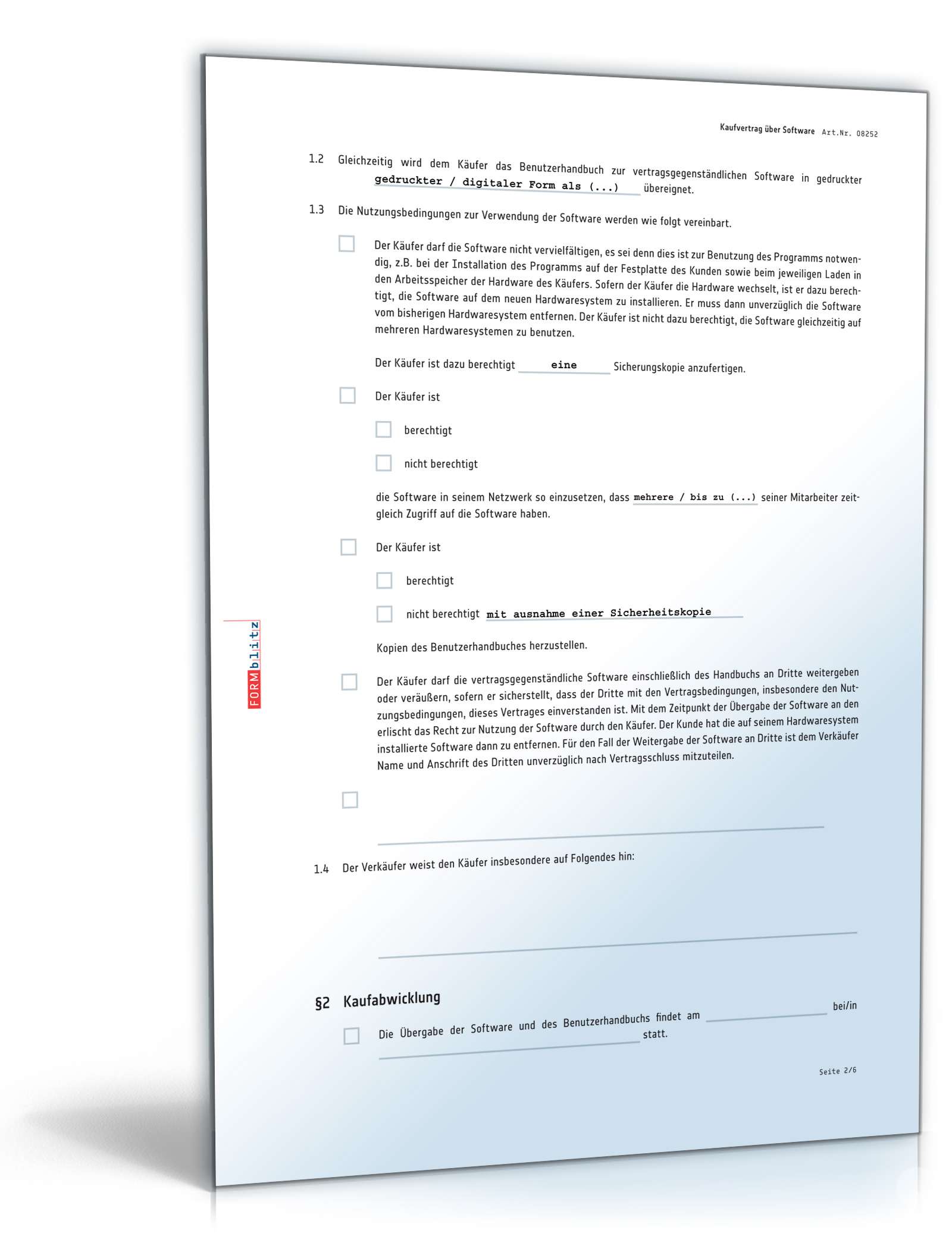 Kaufvertrag Software PDF. Seite: 2
