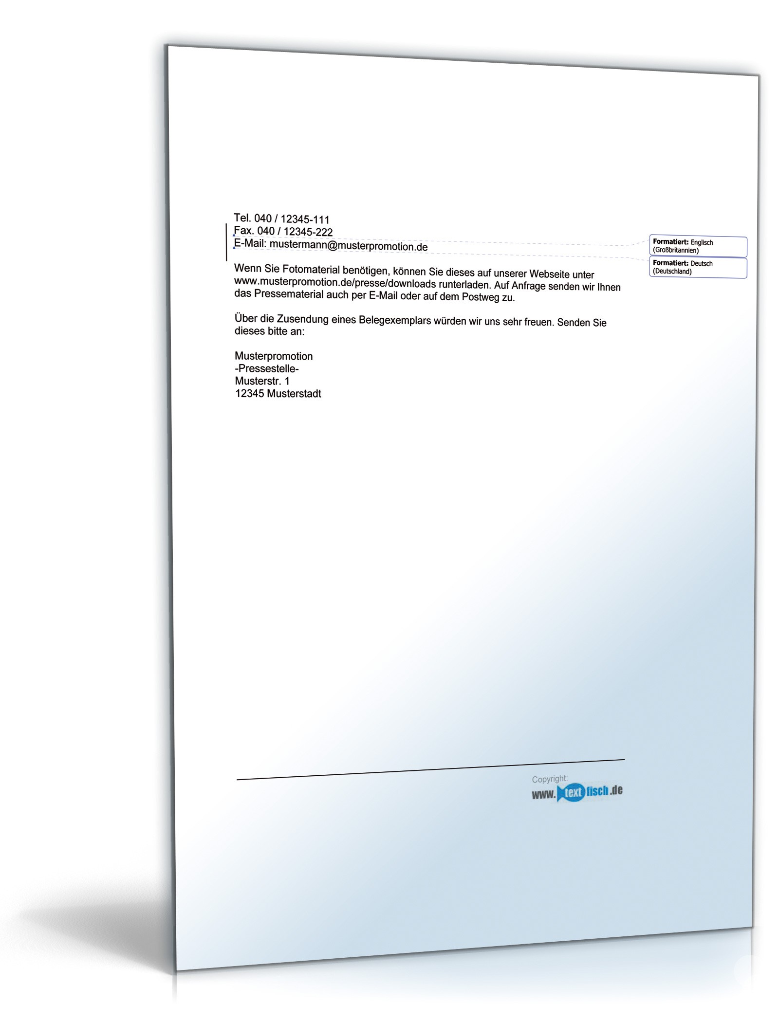 Pressemitteilung zur Ankündigung eines Konzerts PDF. Seite: 2