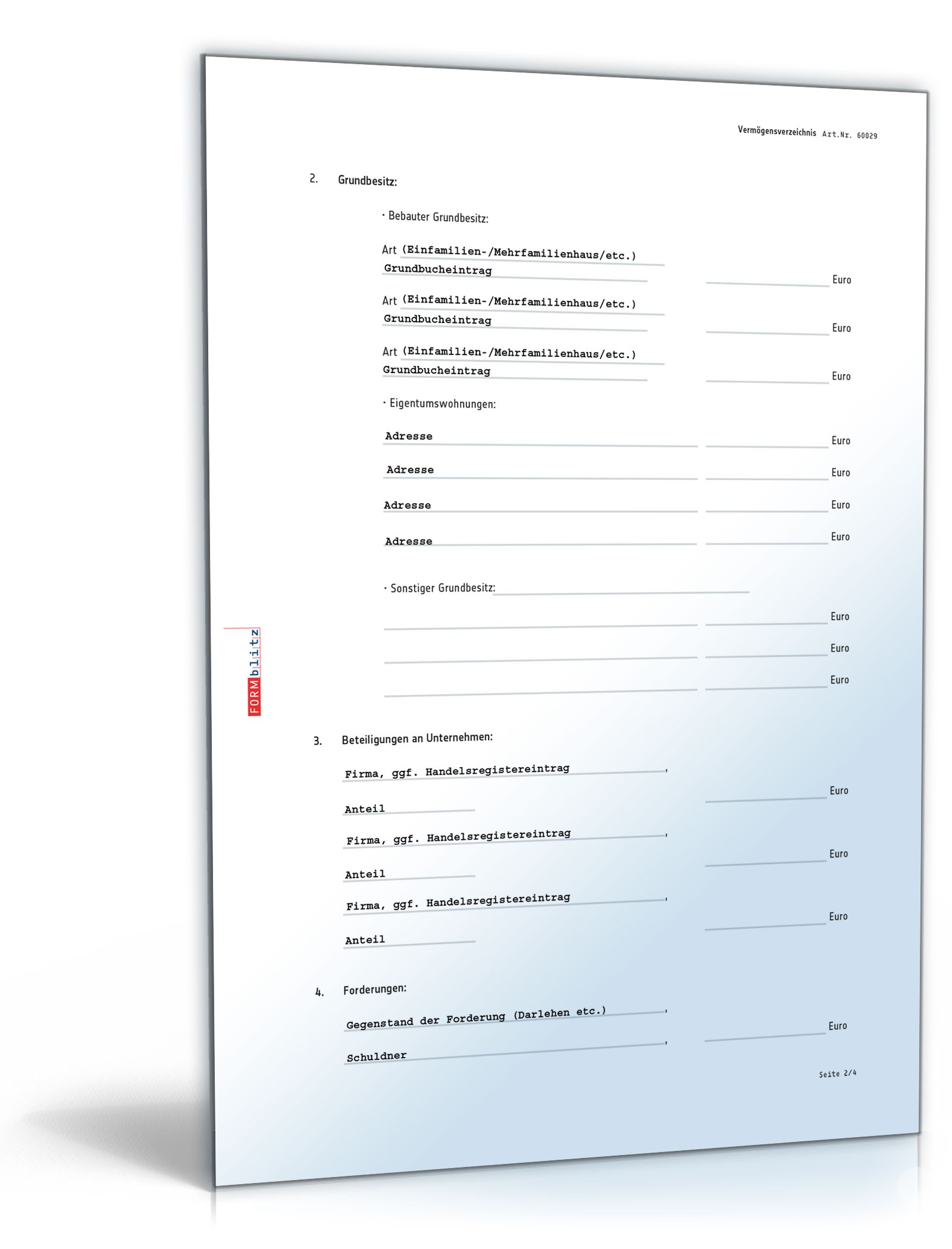 Vermögensverzeichnis Testament PDF. Seite: 2