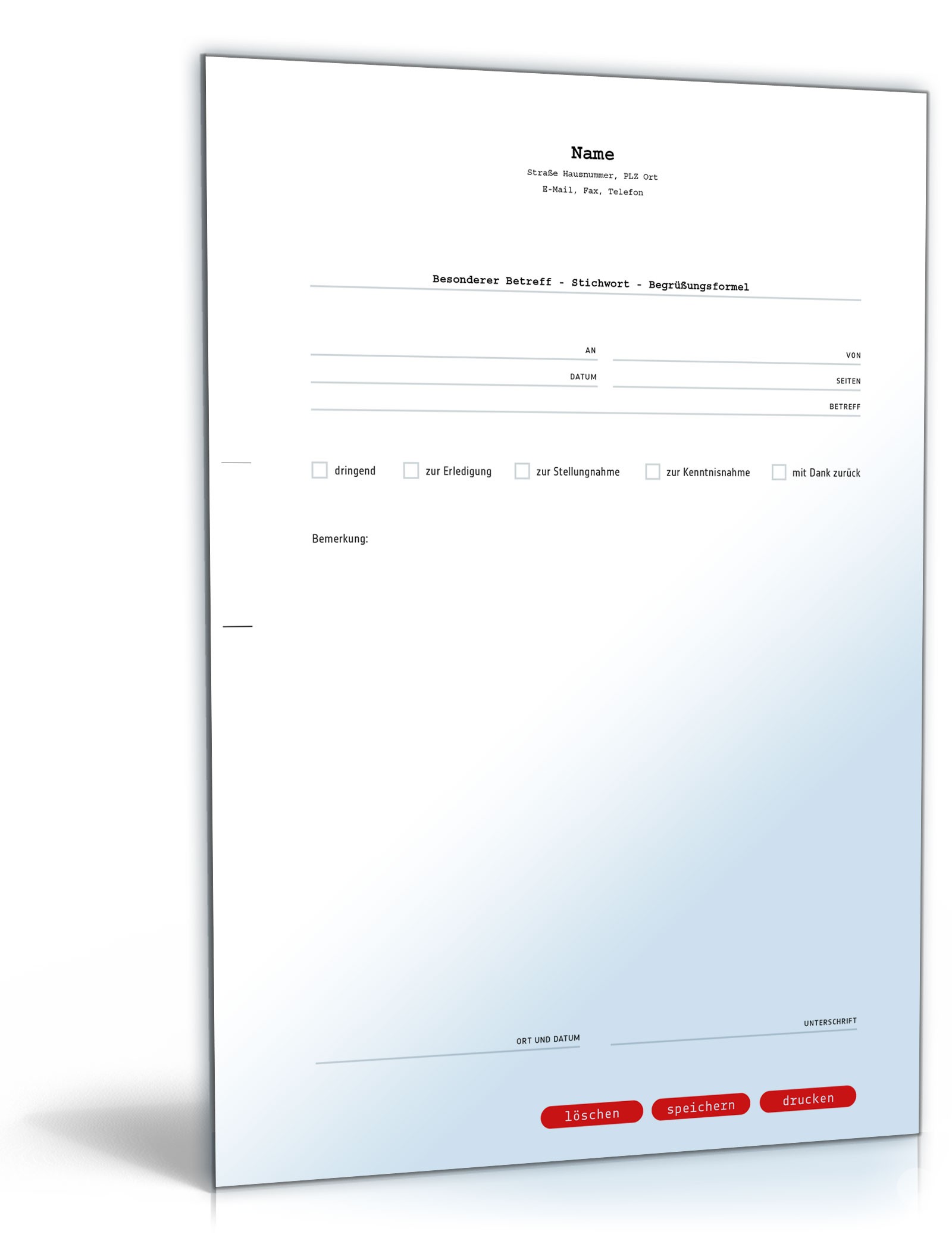 Faxvorlagen-Paket Excel. Seite: 3