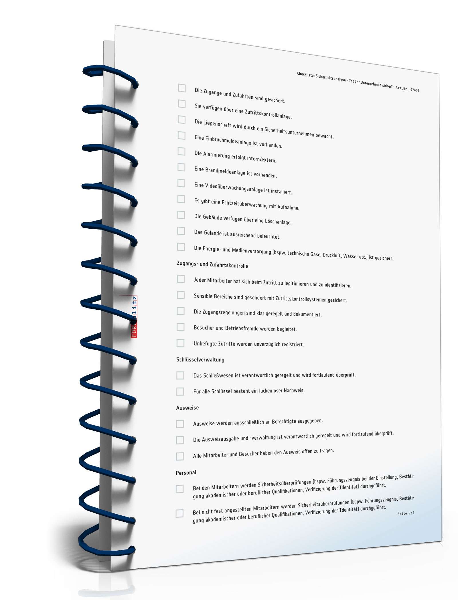 Checkliste Sicherheitsanalyse Unternehmen PDF. Seite: 2