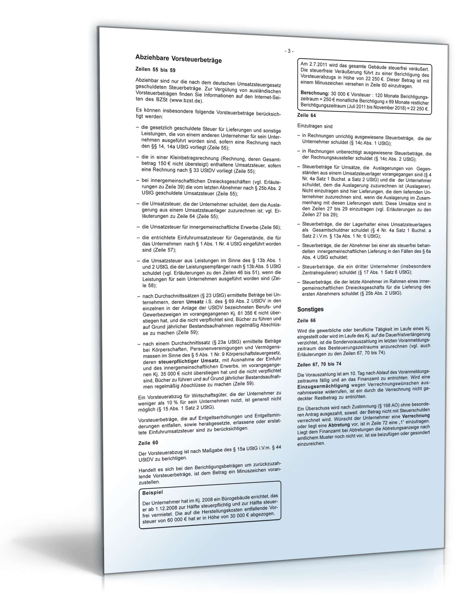 Anleitung zur Umsatzsteuer-Voranmeldung 2011 PDF. Seite: 3