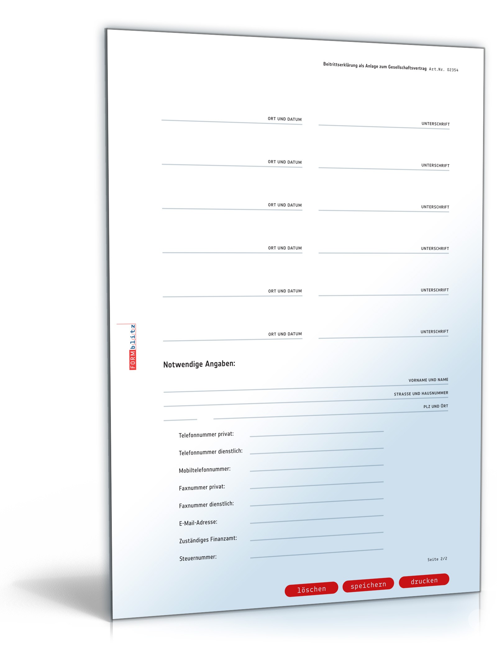 Beitrittserklärung Gesellschaft PDF. Seite: 2